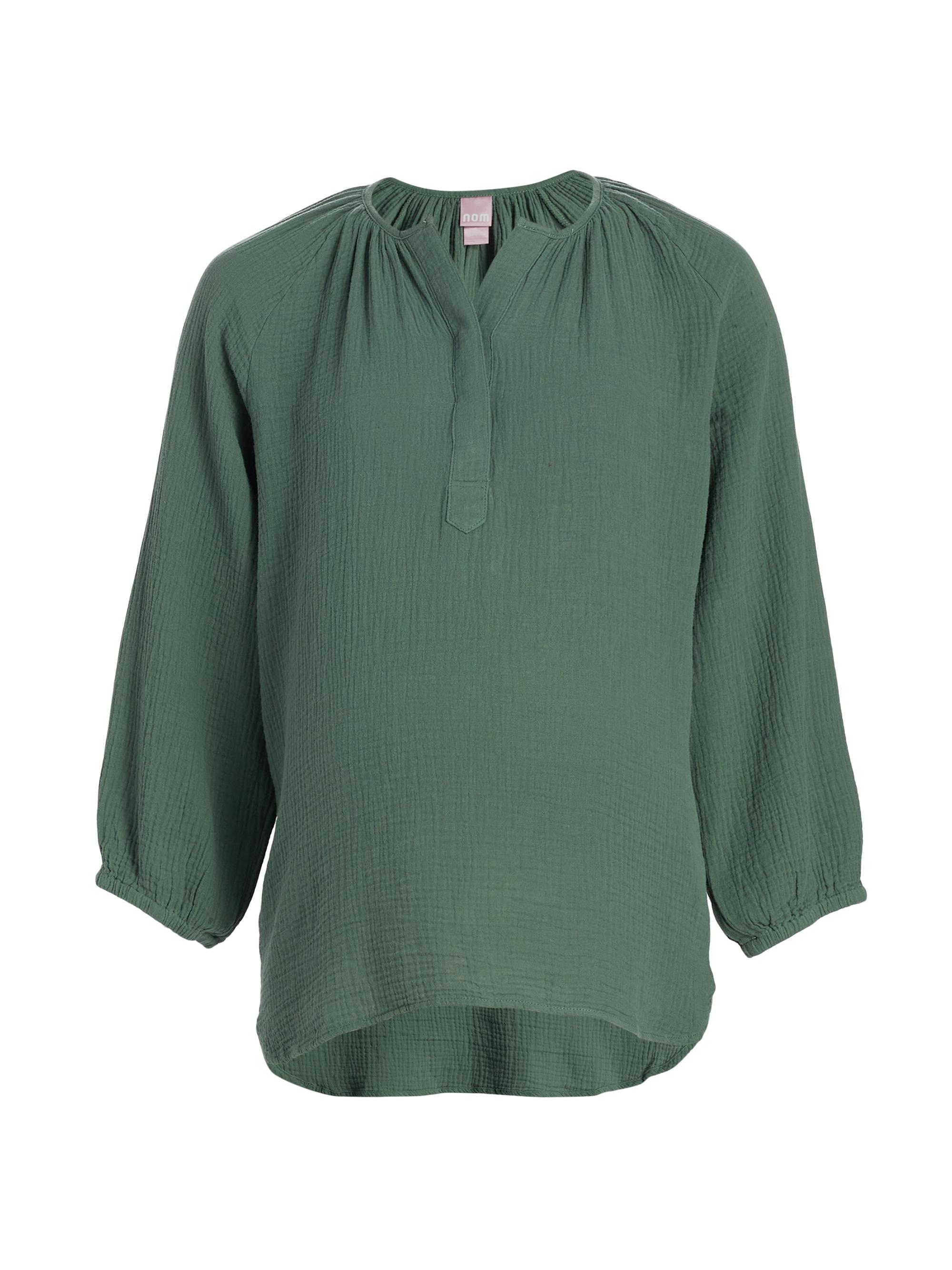 Nom Maternity Women's Ava Placket Cotton Top - Eucalyptus