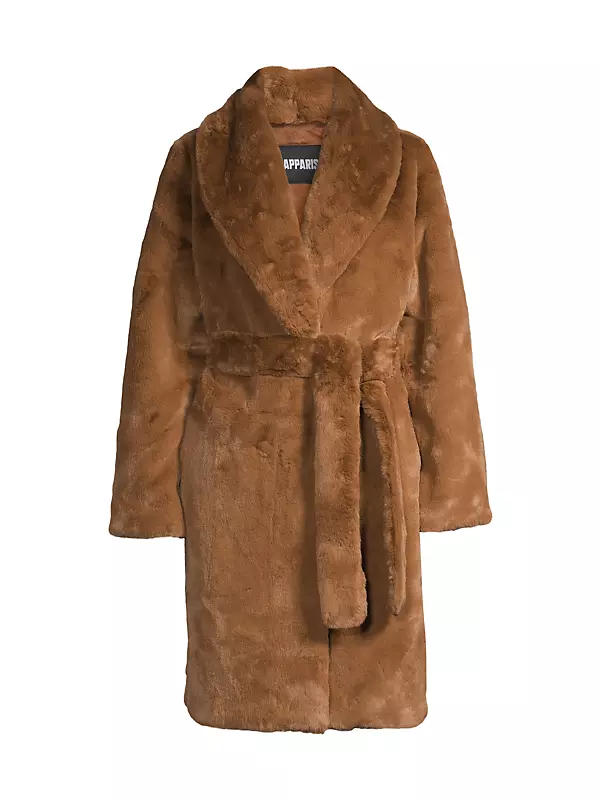 Bree Belted Faux Fur Wrap Coat