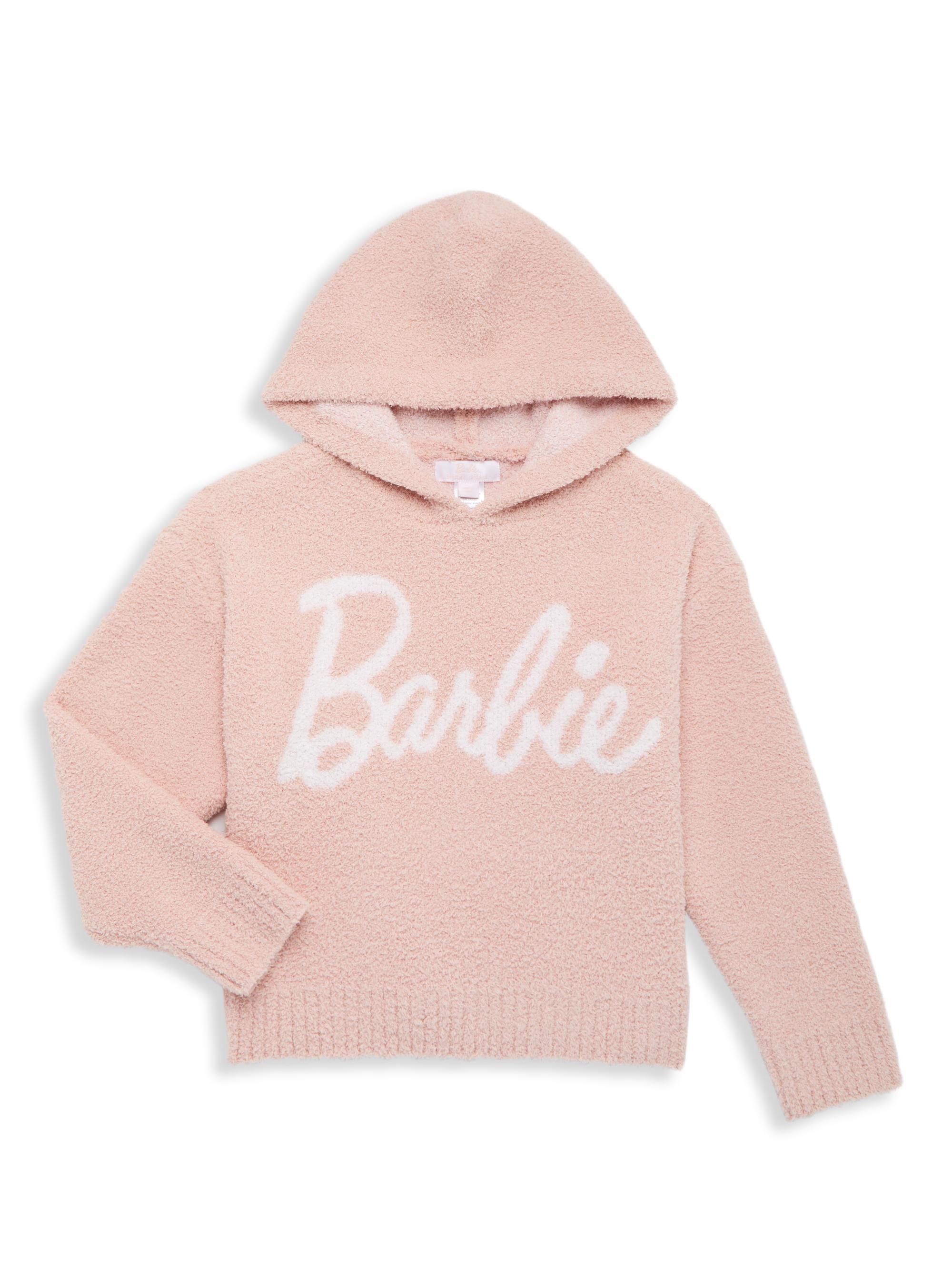 Barefoot Dreams Little Girl's & Girl's  x Barbie Limited Edition Logo Hoodie - Dusty Rose White