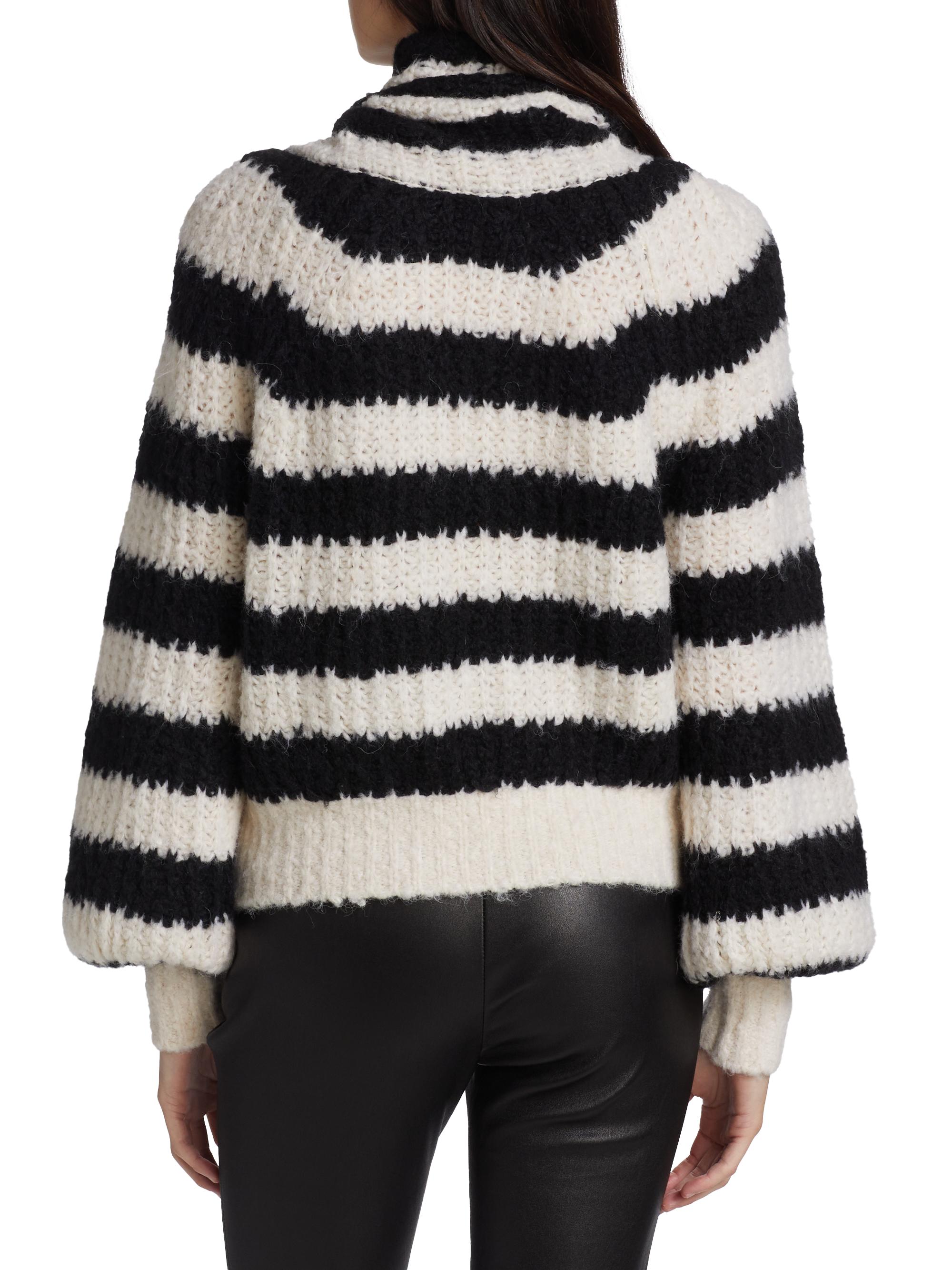 Derek Lam 10 Crosby Women's Astra Asymmetric-Button Turtleneck Sweater - Black White | Thumbnail 5