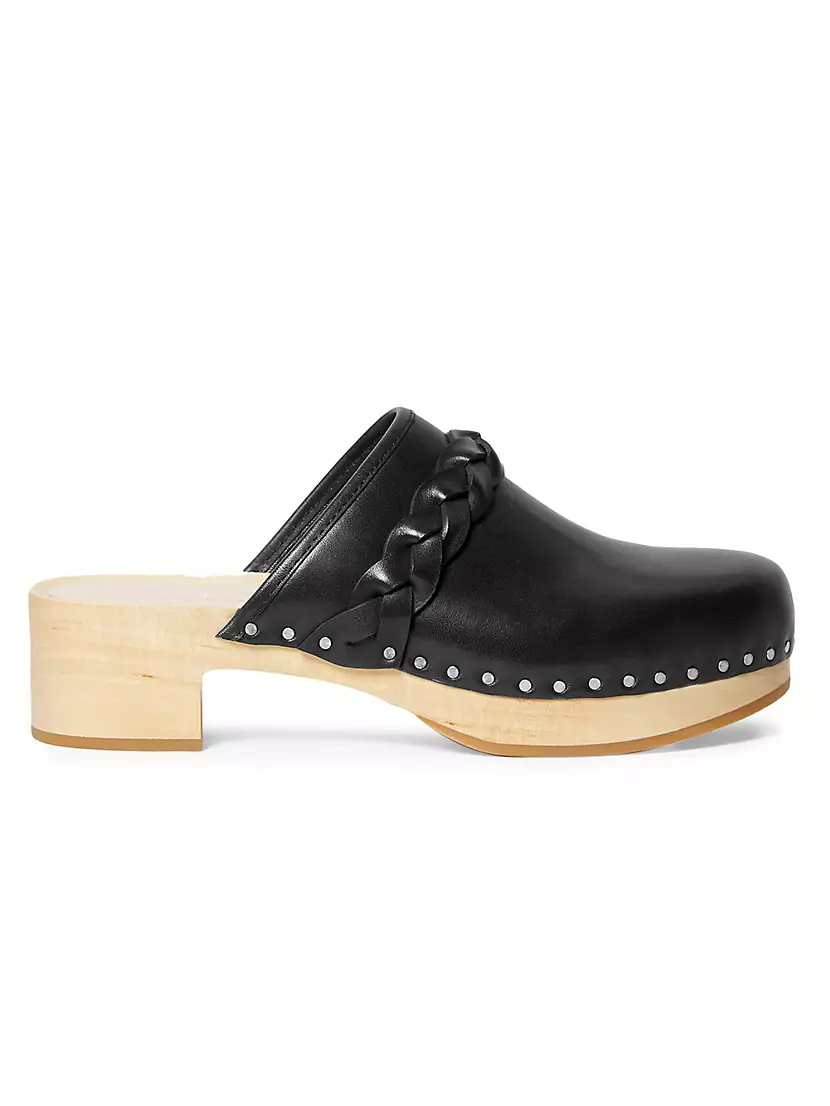 Chanel Black Leather Wooden Clogs Size 39.5 Chanel | The Luxury Closet