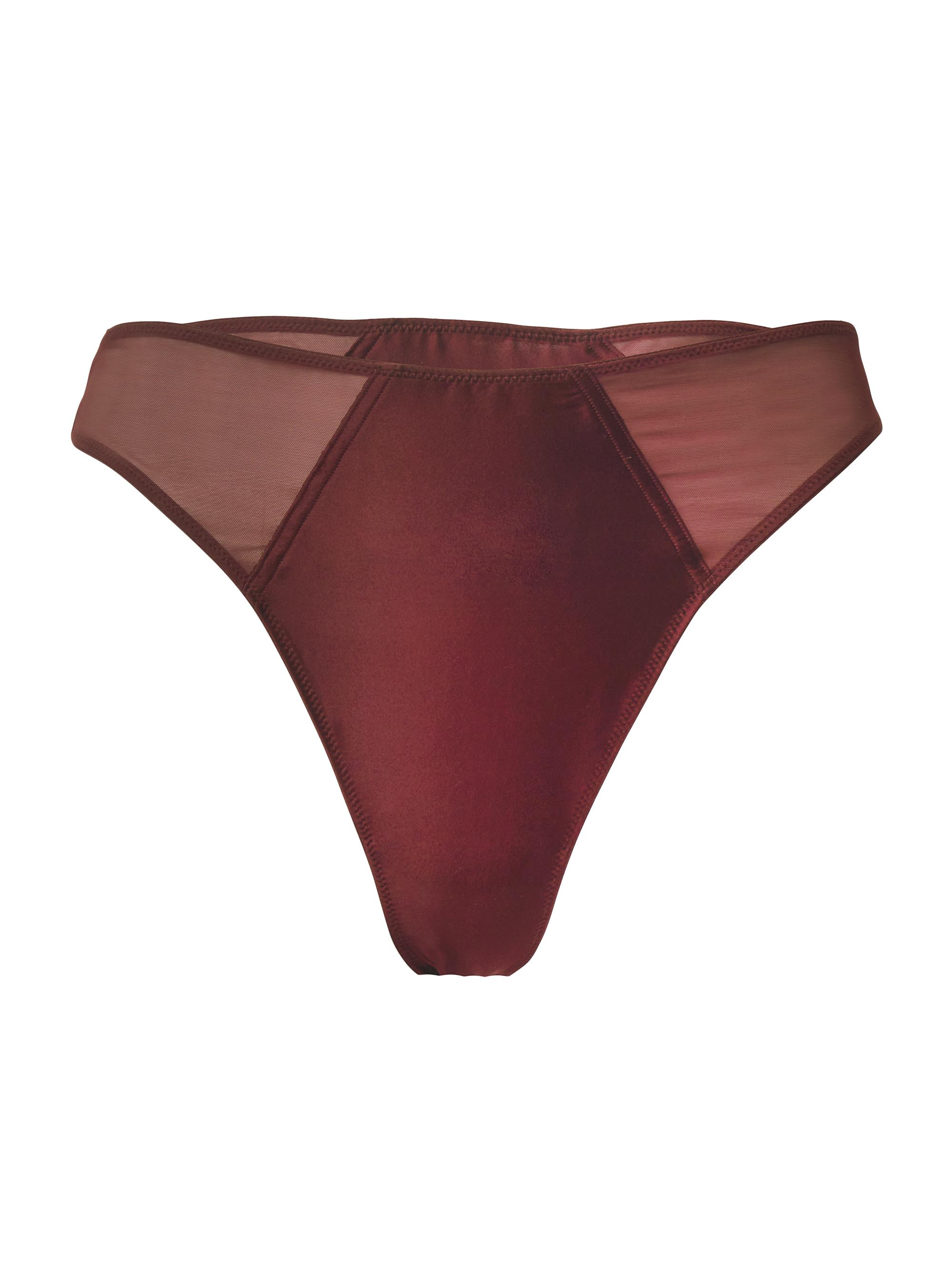Wolford Women's Stretch Silk Mesh Thong - Bordeaux
