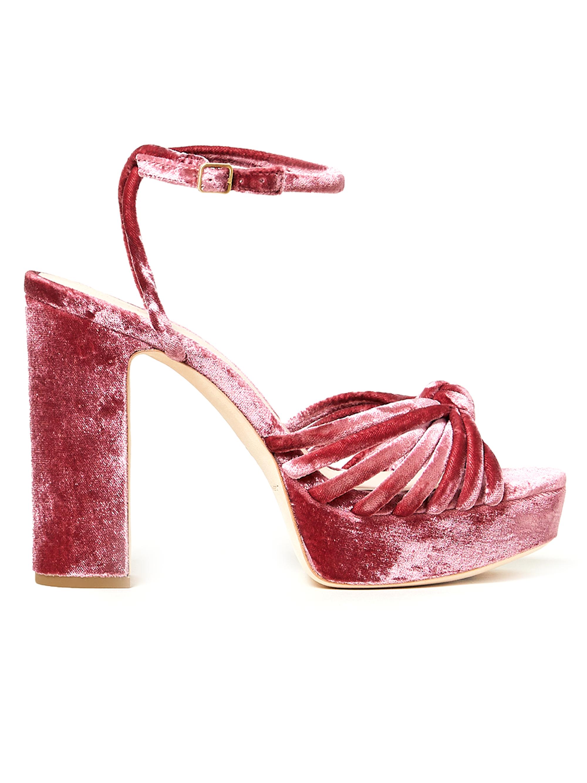 Loeffler Randall Women's Rivka Crushed Velvet Platform Sandals - Tea Rose