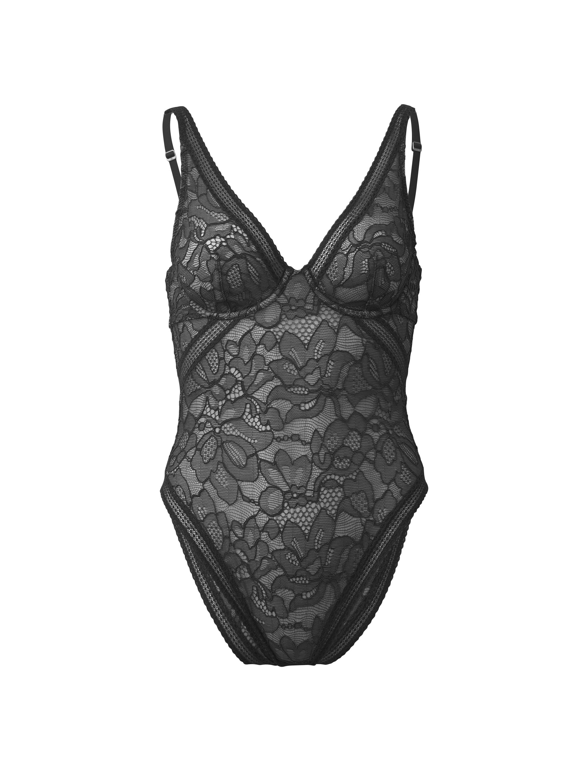 Wolford Women's Nets & Roses Plunge Bodysuit - Black