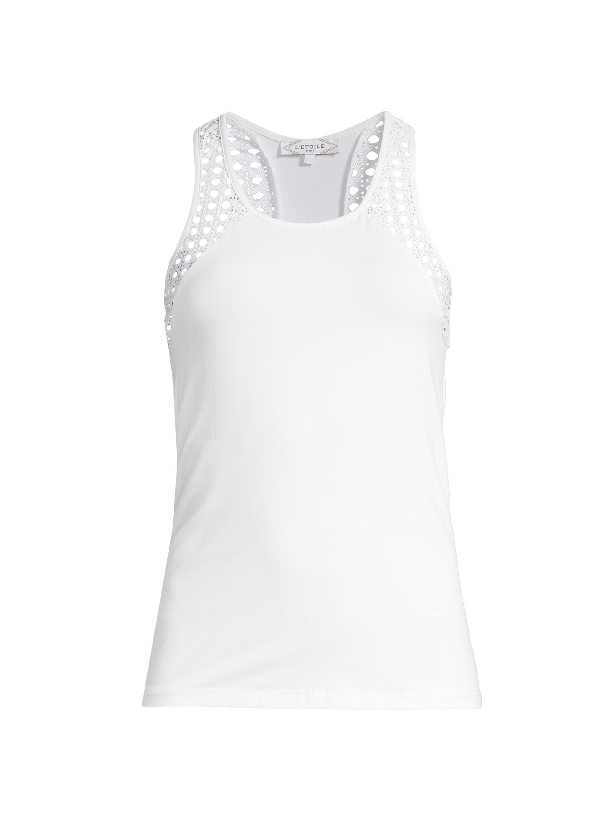 L'Etoile Sport Women's Pointelle Mesh Tennis Tank - White