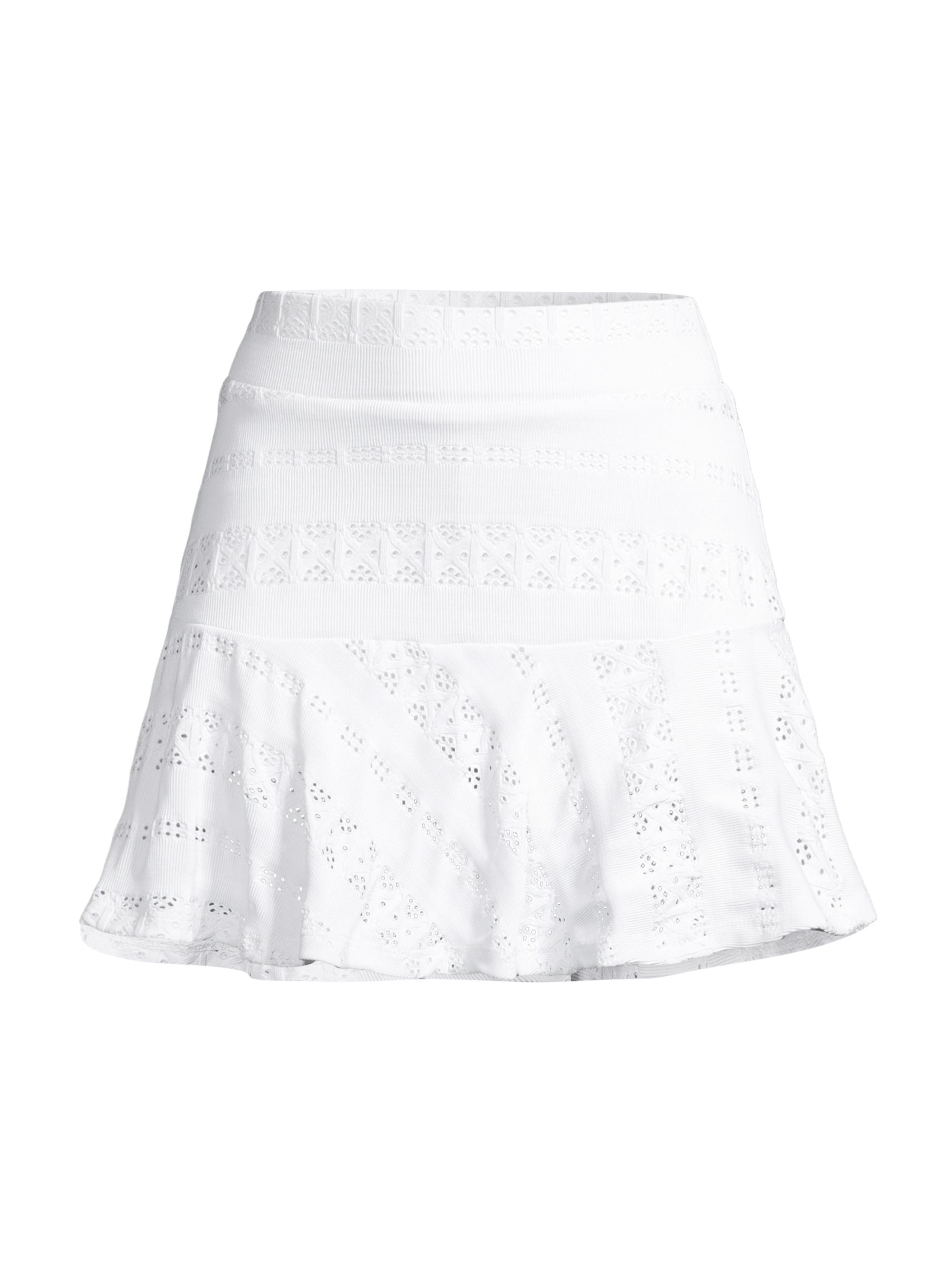 L'Etoile Sport Women's Pointelle Tennis Skirt - White
