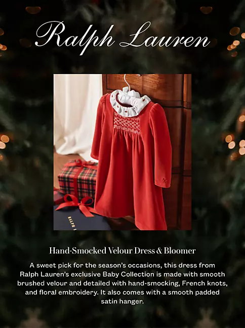 Shop Polo Ralph Lauren Baby Girl's Velour Dress & Bloomers Set
