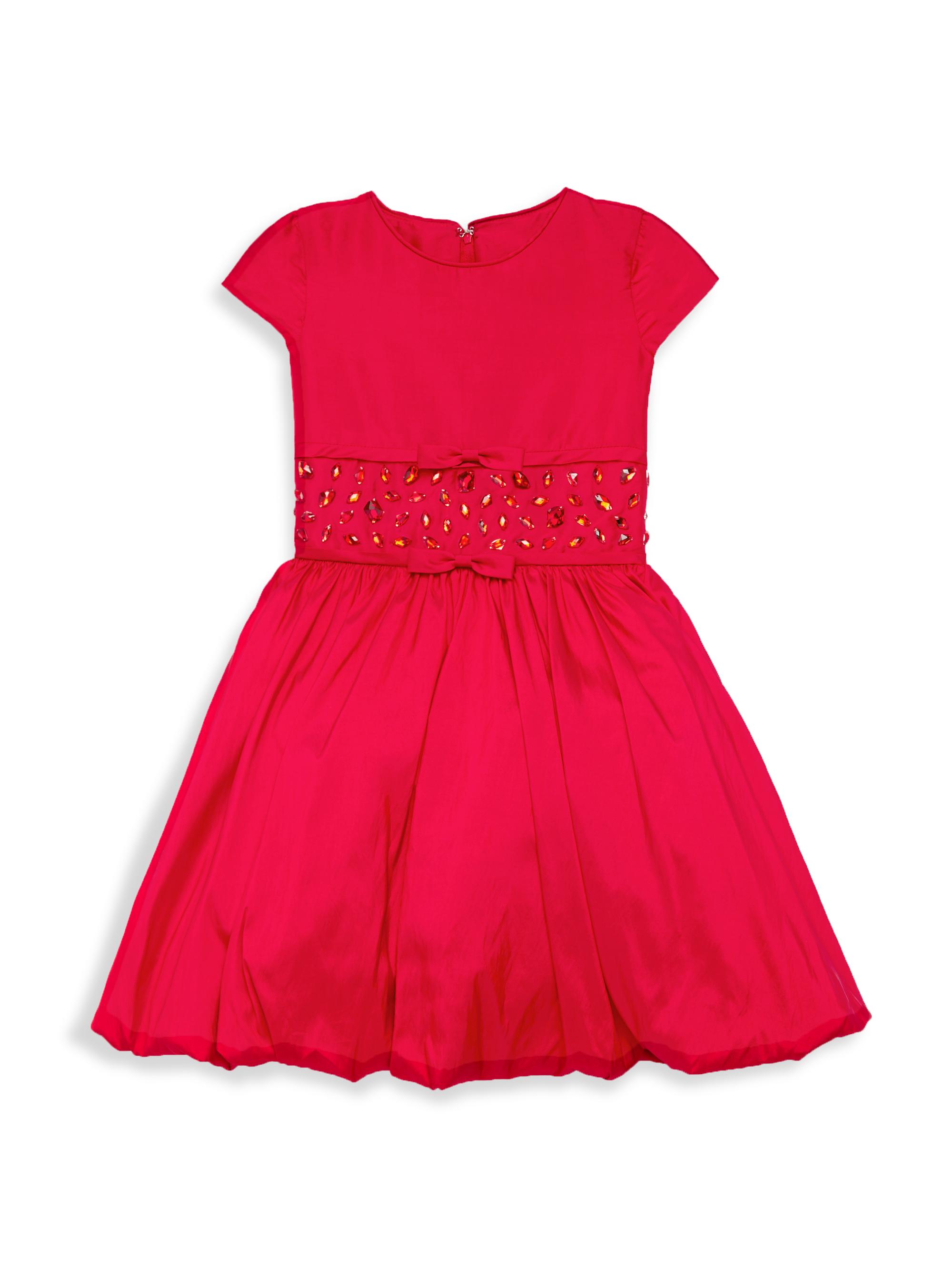Joan Calabrese Baby Girl's,Little Girl's & Girl's Embellished-Waist Taffeta Dress - Red