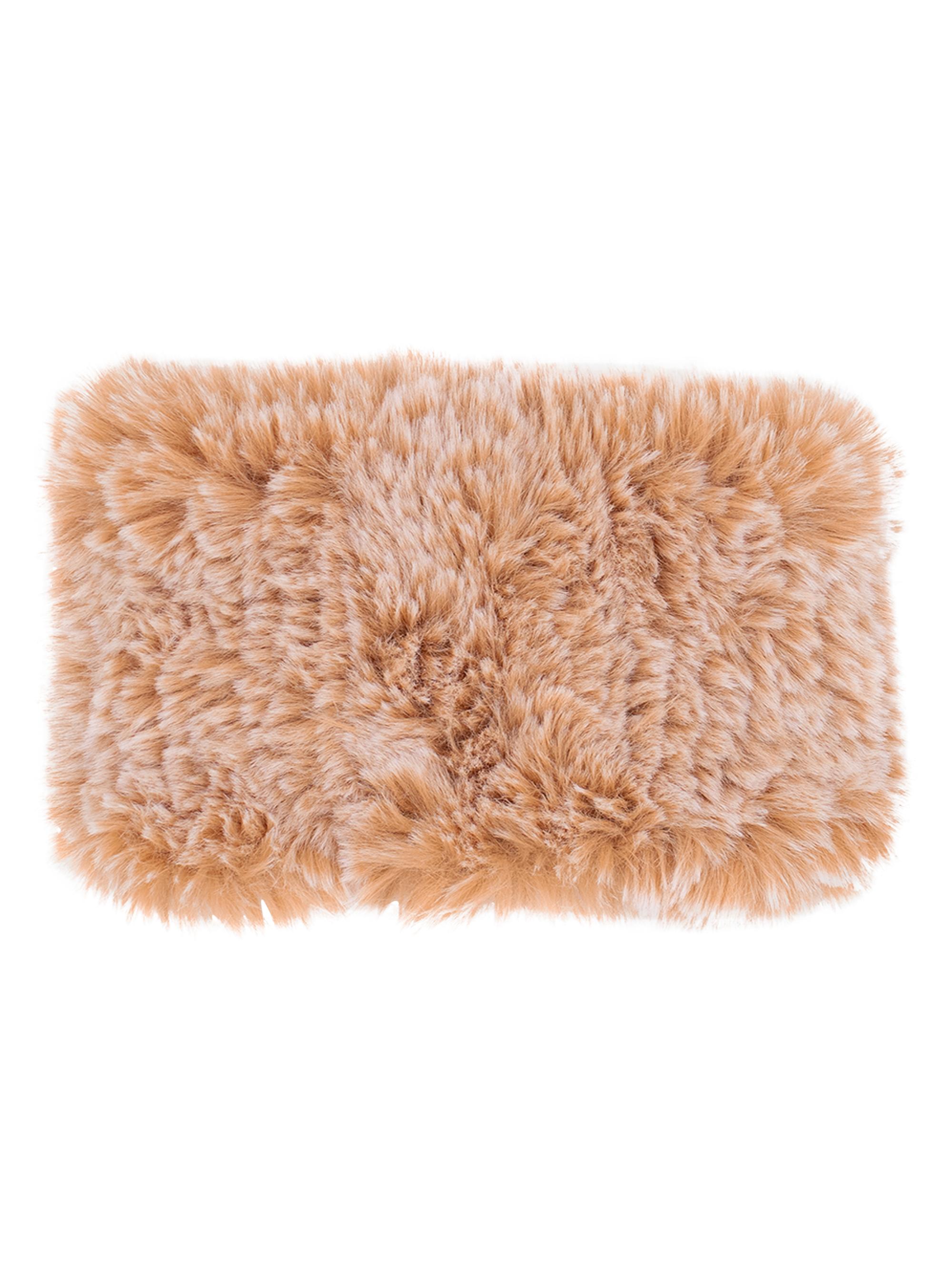 Surell Women's Faux Fur Stretch Knit Headband/Scarf - Brown