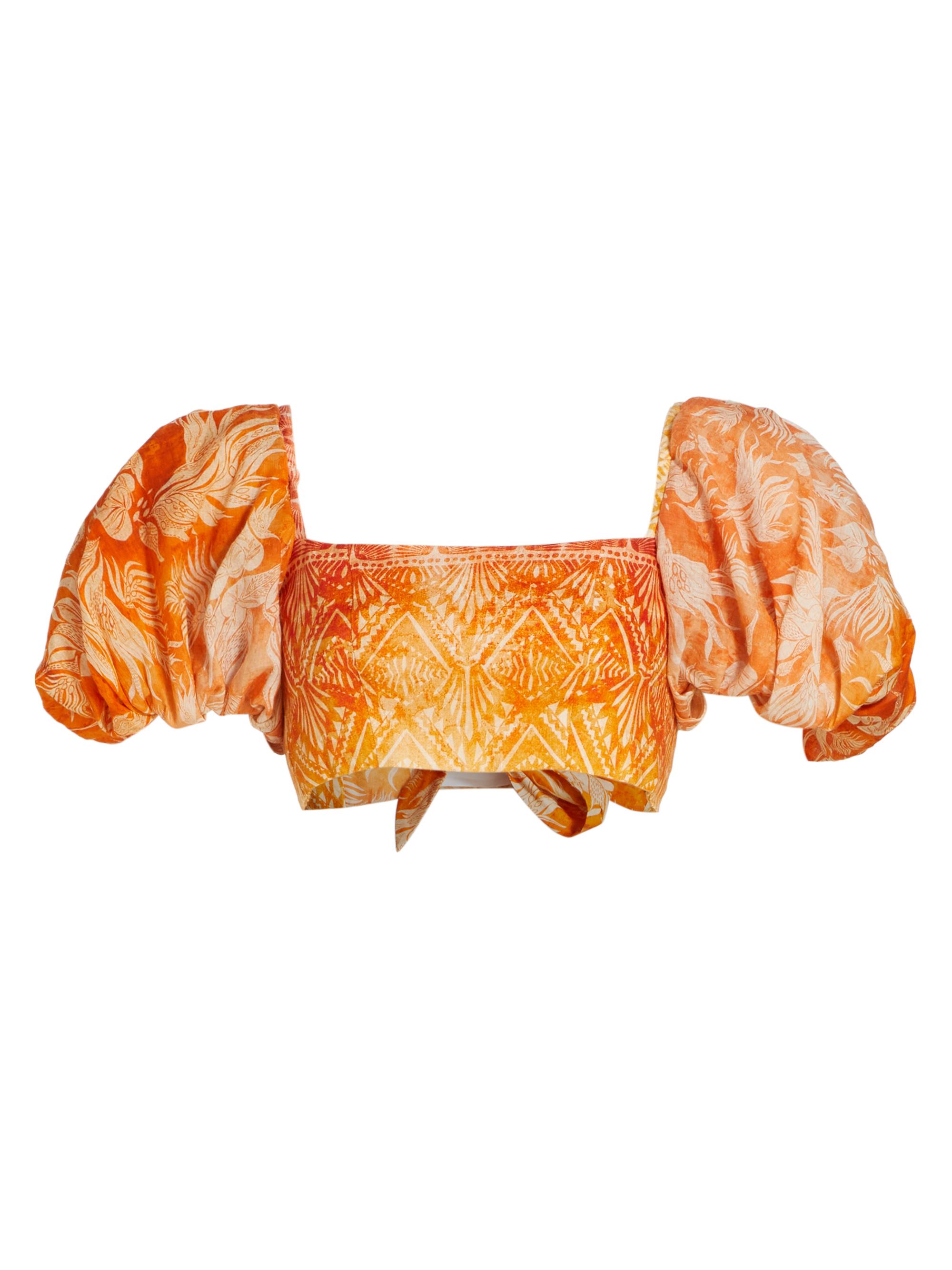 Beatriz Camacho Women's Raiz - R23 Congo Puff-Sleeve Crop Top - Tangerine
