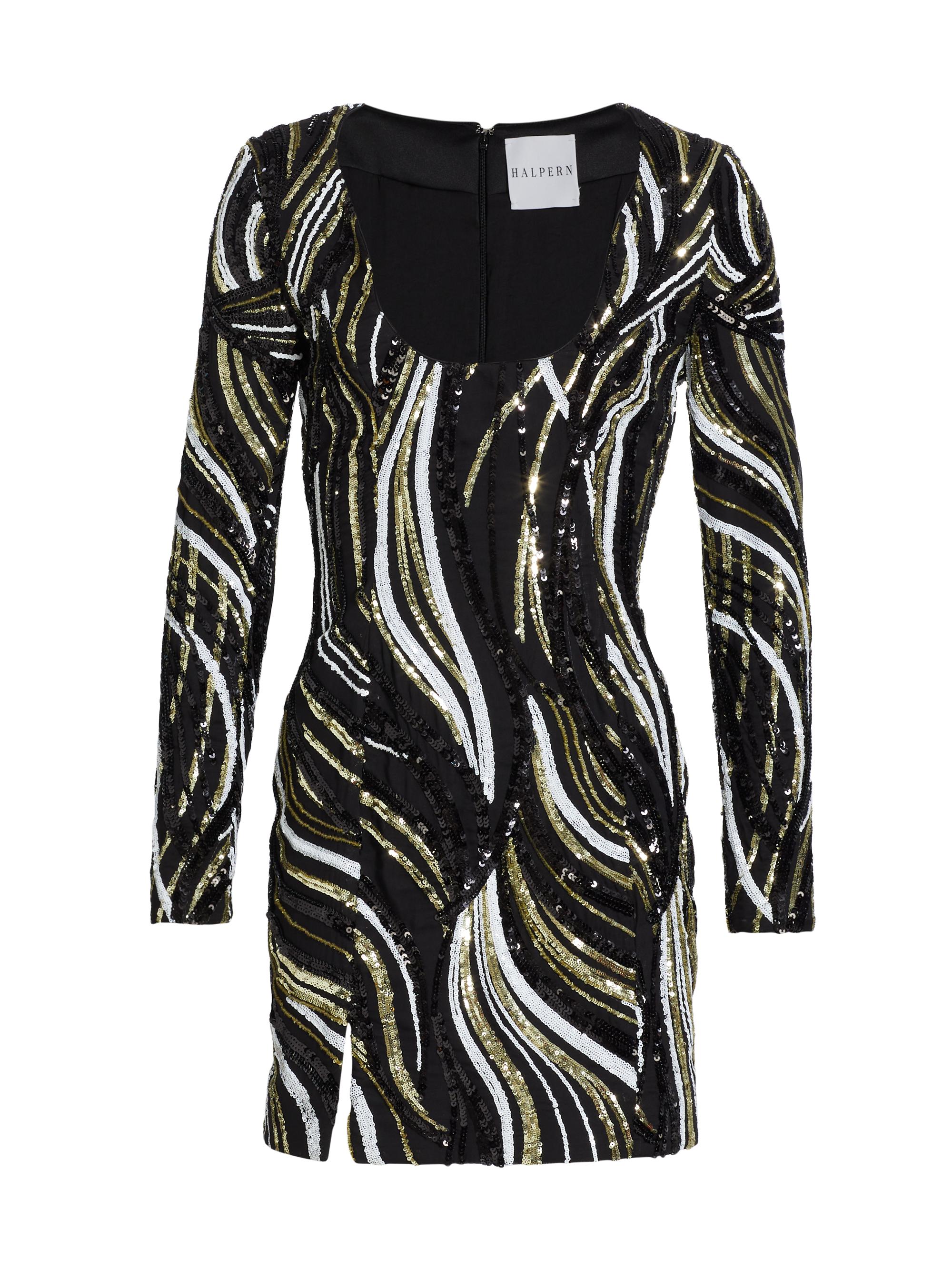 Halpern Women's Wide Neck Embellished Mini Dress - Dark