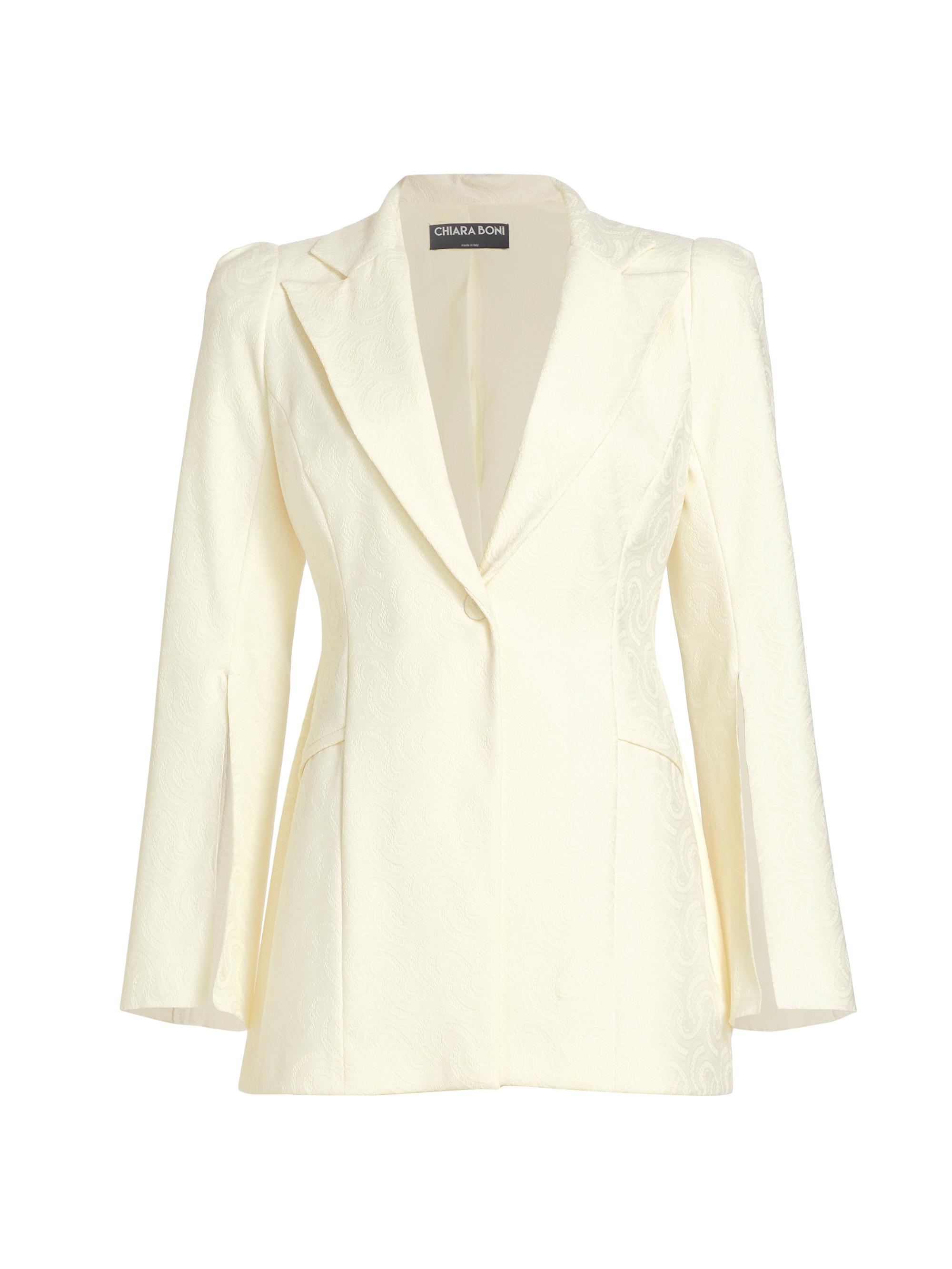 Chiara Boni La Petite Robe Women's Ottilia Monogrammed-Lace Blazer - Cream