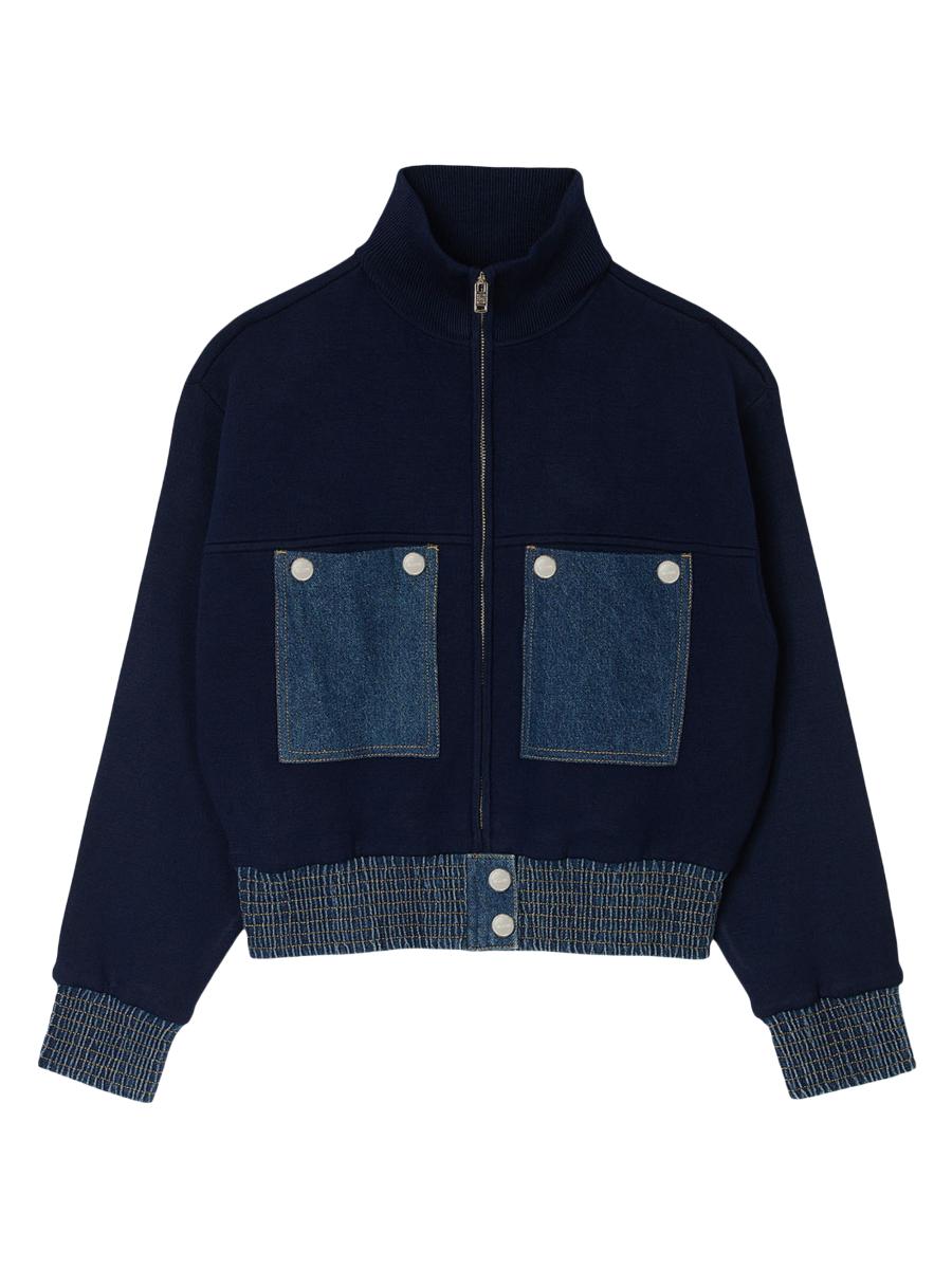 Knit and denim cardicoat white / beige For Women | Sandro Paris