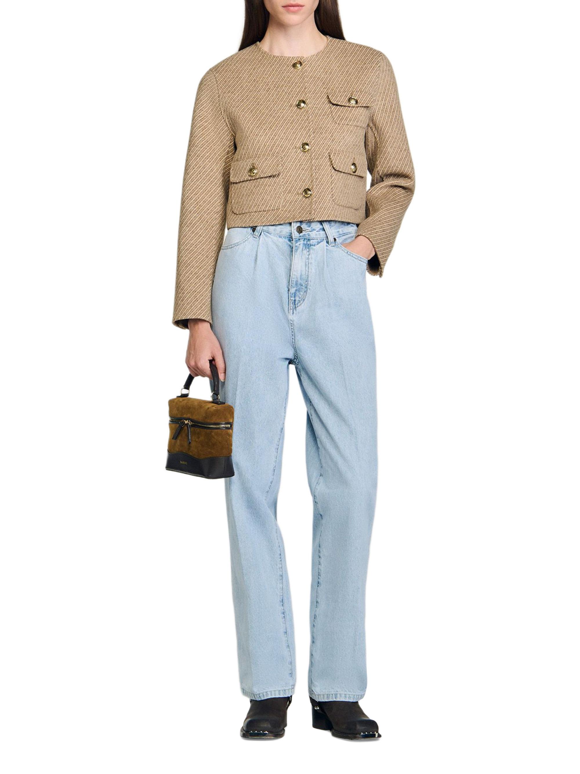 Sandro Cropped Button-Down Jacket | Saks Fifth Avenue