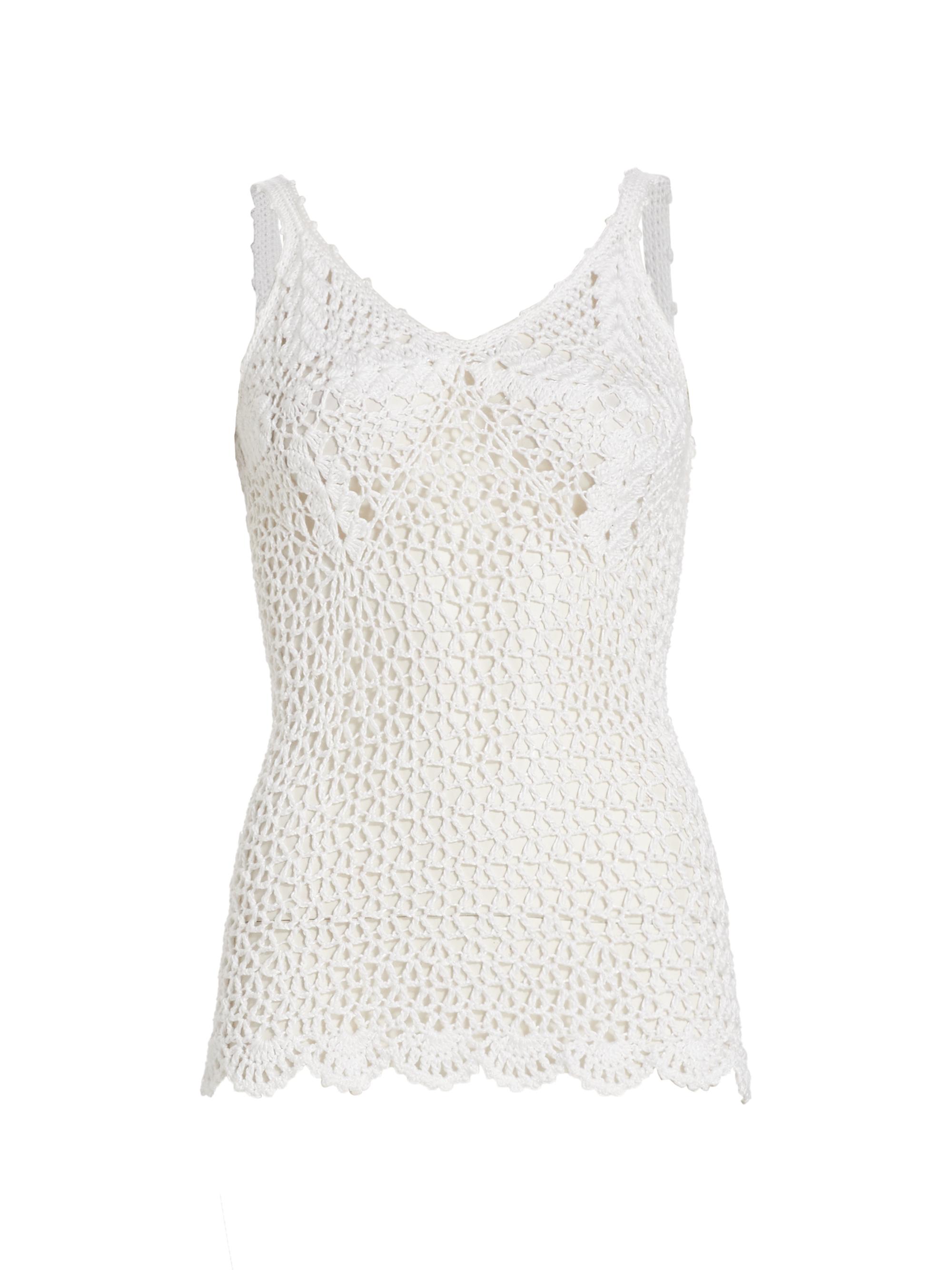 Frederick Anderson Women's The Blue's Hand-Crochet Tank Top - White