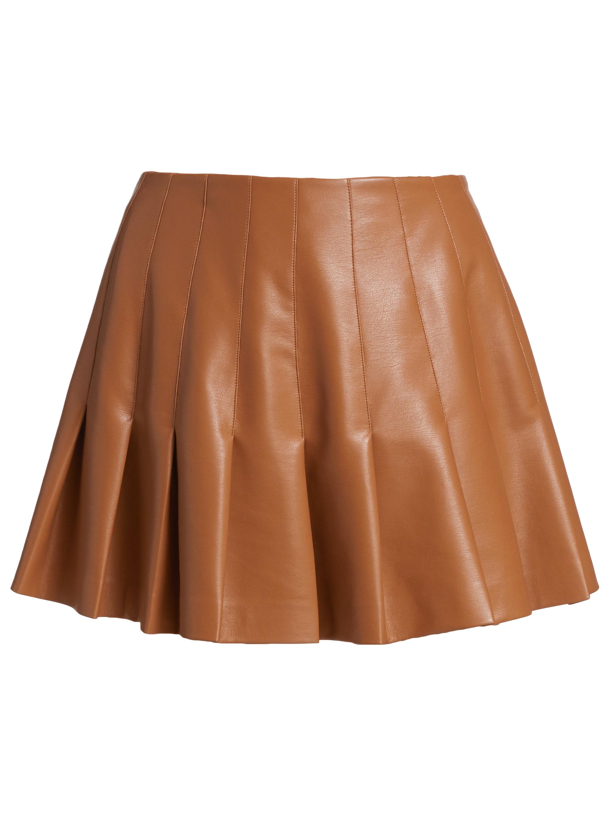 ALICE + OLIVIA Women's Carter Vegan Leather Pleated Miniskirt - Camel