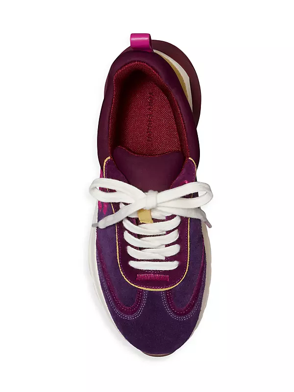 Tory Burch Good Luck Mixed Media Trainers In Purple / Pink / Purple