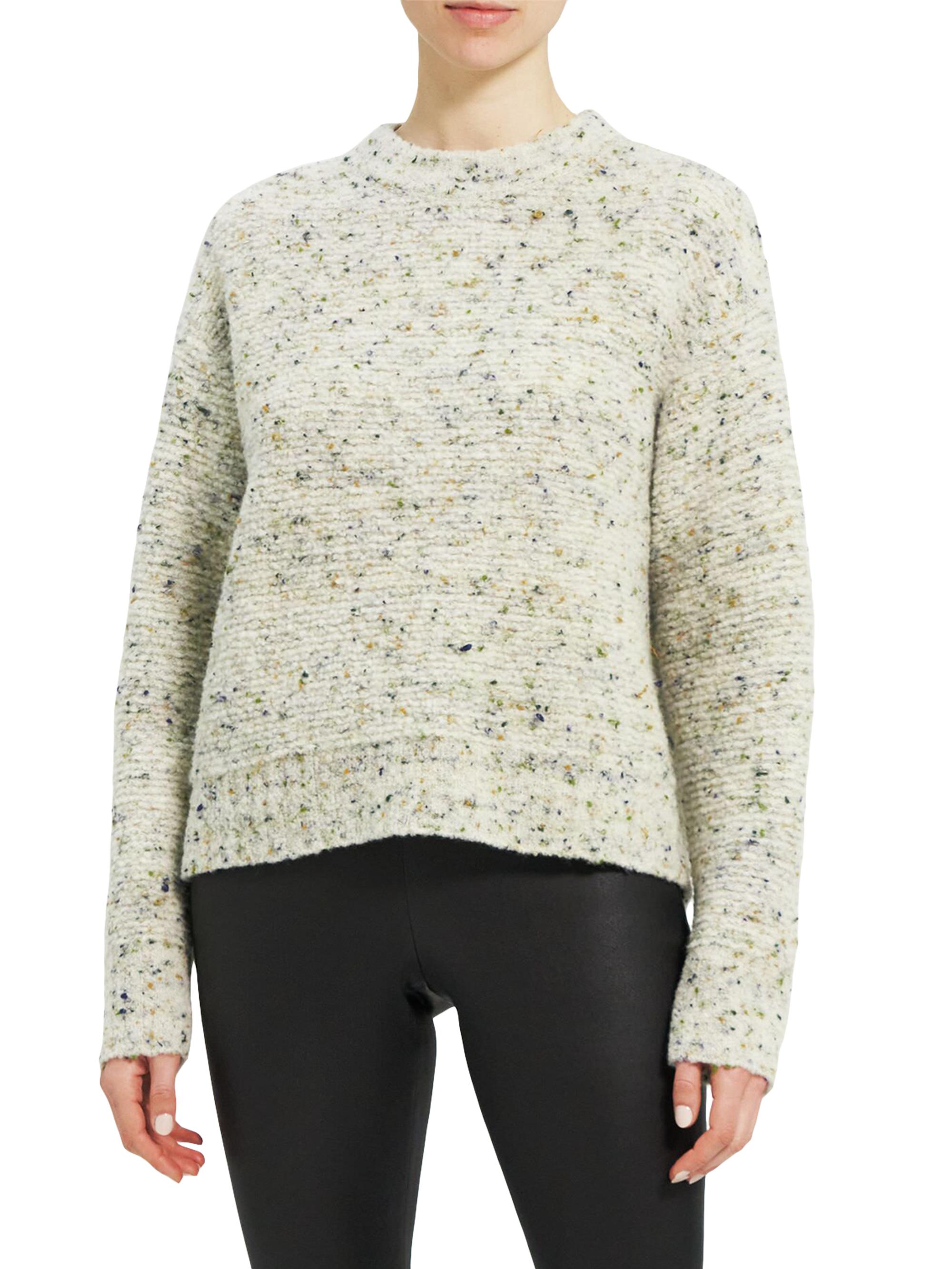 Theory Women's Tweed Bouclé Mockneck Sweater - Evergreen Multi