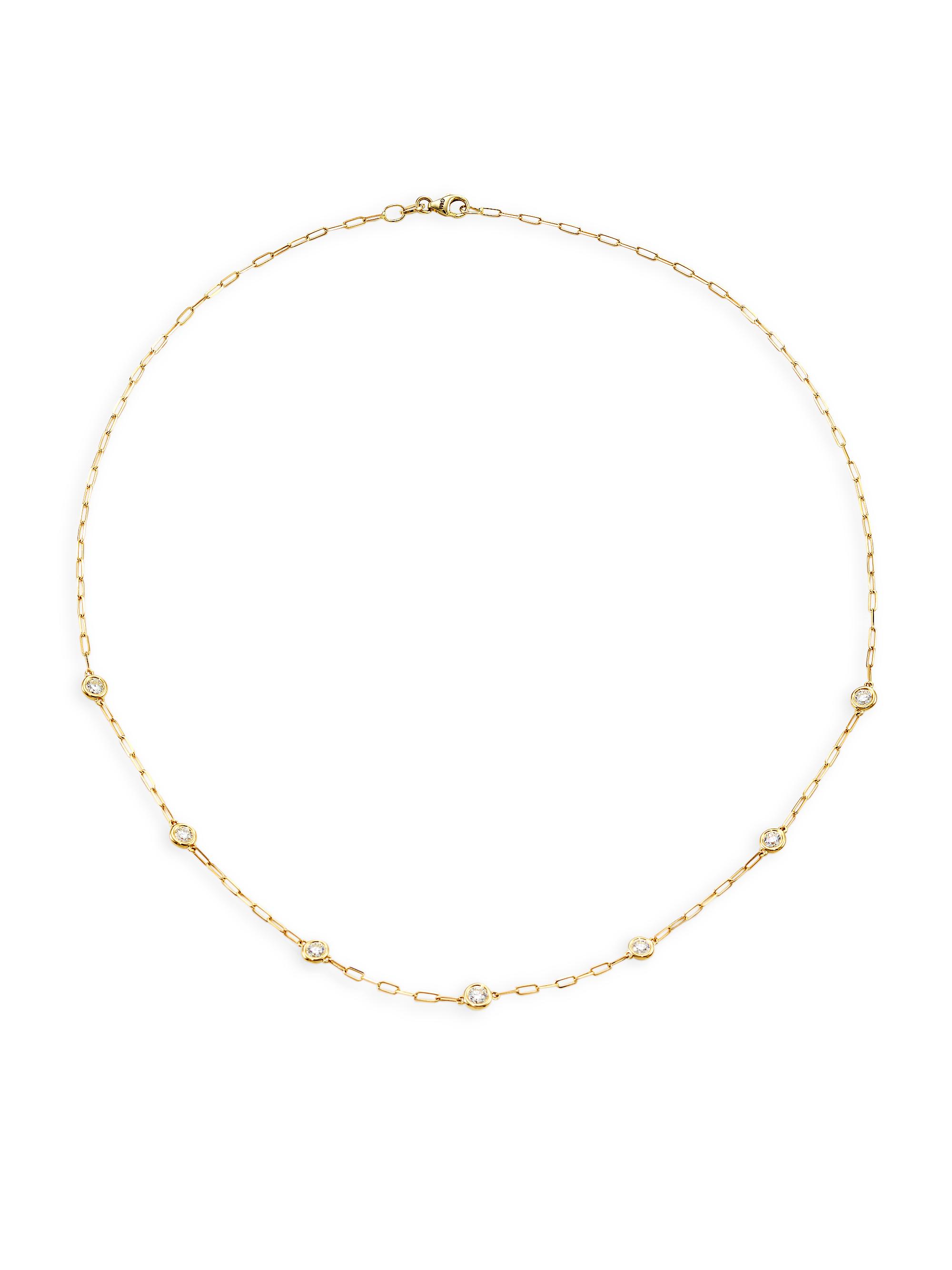 Saks Fifth Avenue Collection Women's 14K Yellow Gold & 0.75 TCW Natural Diamond Station Necklace - Yellow