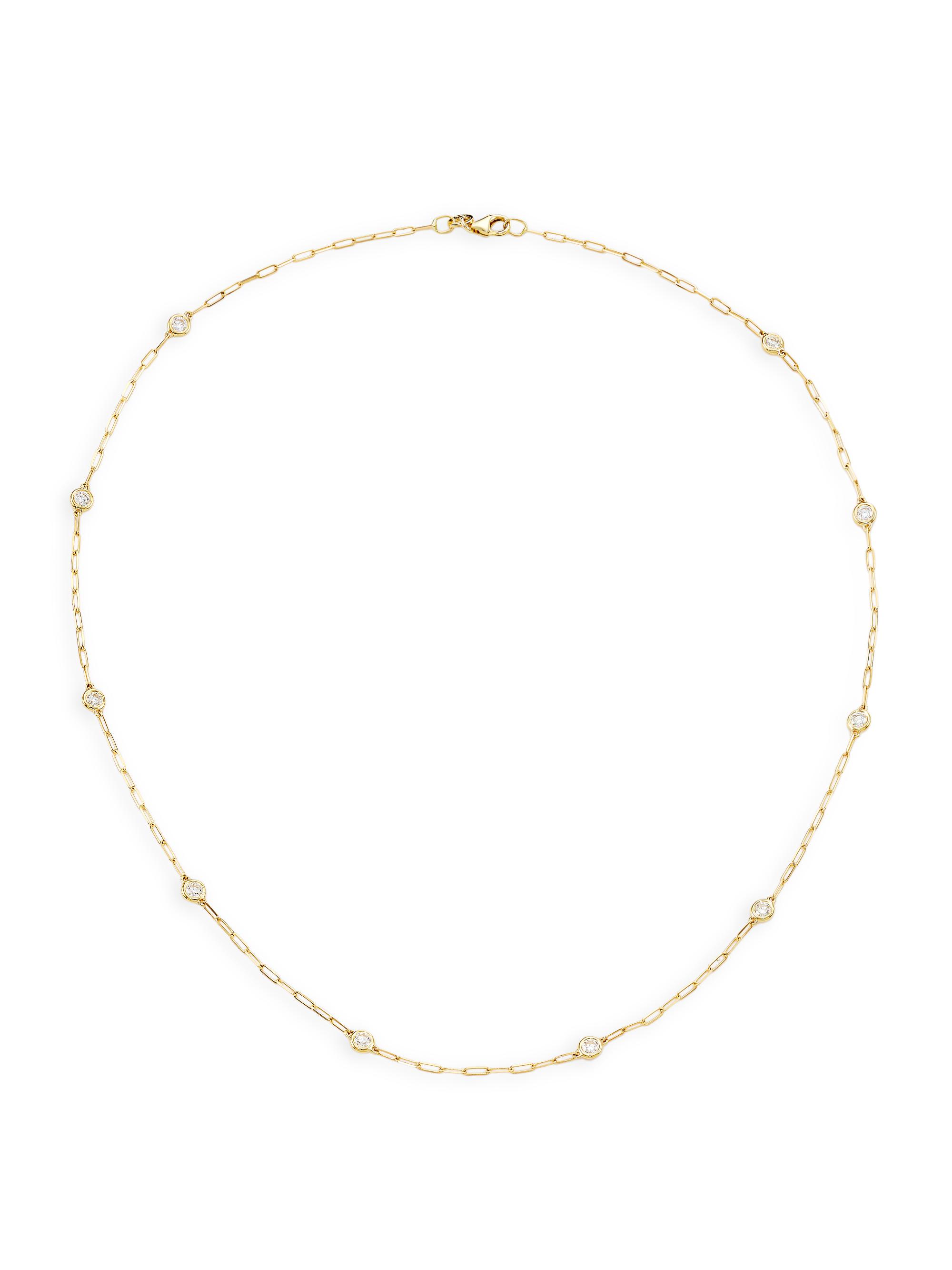 Saks Fifth Avenue Collection Women's 14K Yellow Gold & 0.75 TCW Diamond Station Necklace - Yellow