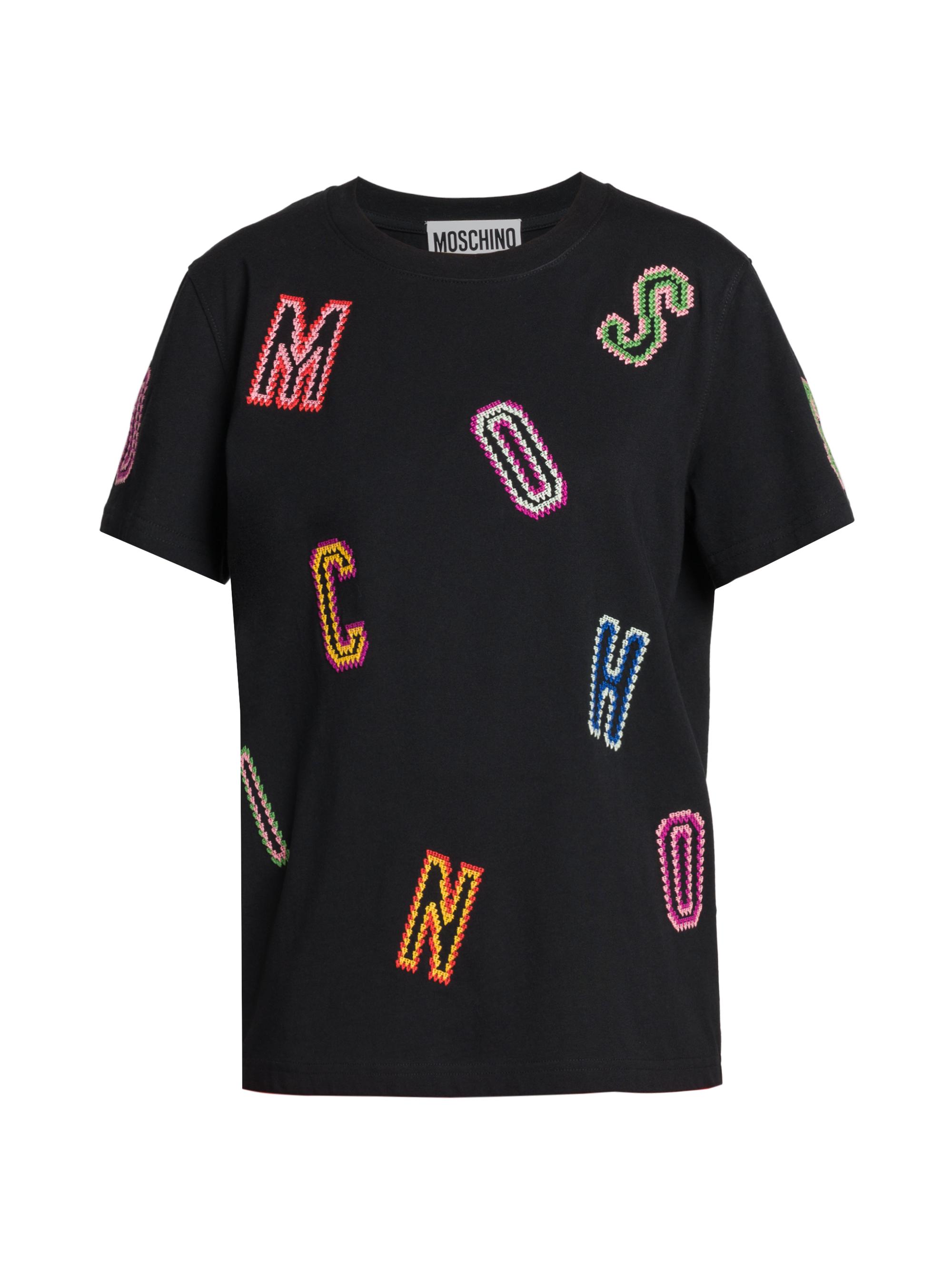Moschino Women's Embroidered Logo T-Shirt - Black Multi