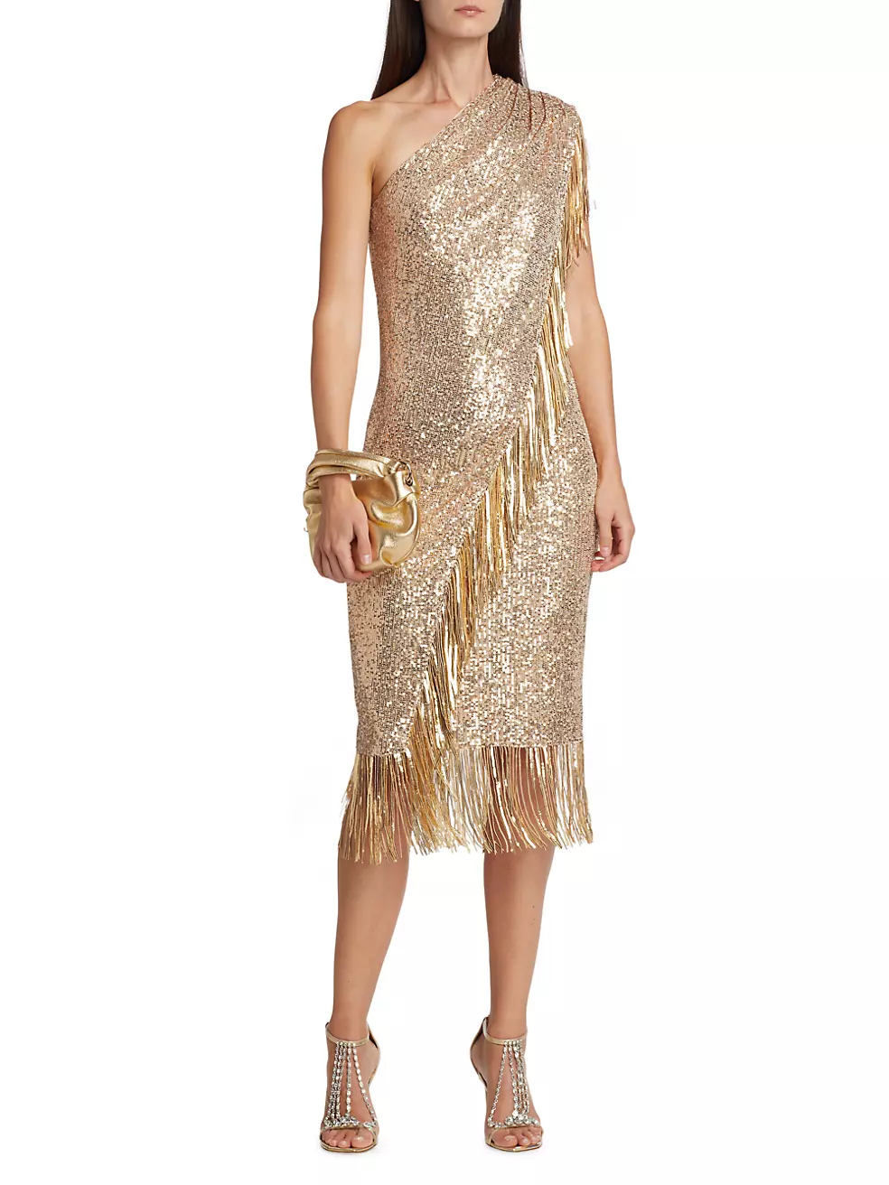 LOOK #14 GOLD CHAIN FRINGE COCKTAIL DRESS