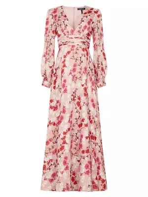 Shop BCBGMAXAZRIA Floral Long-Sleeve Evening Dress | Saks Fifth Avenue