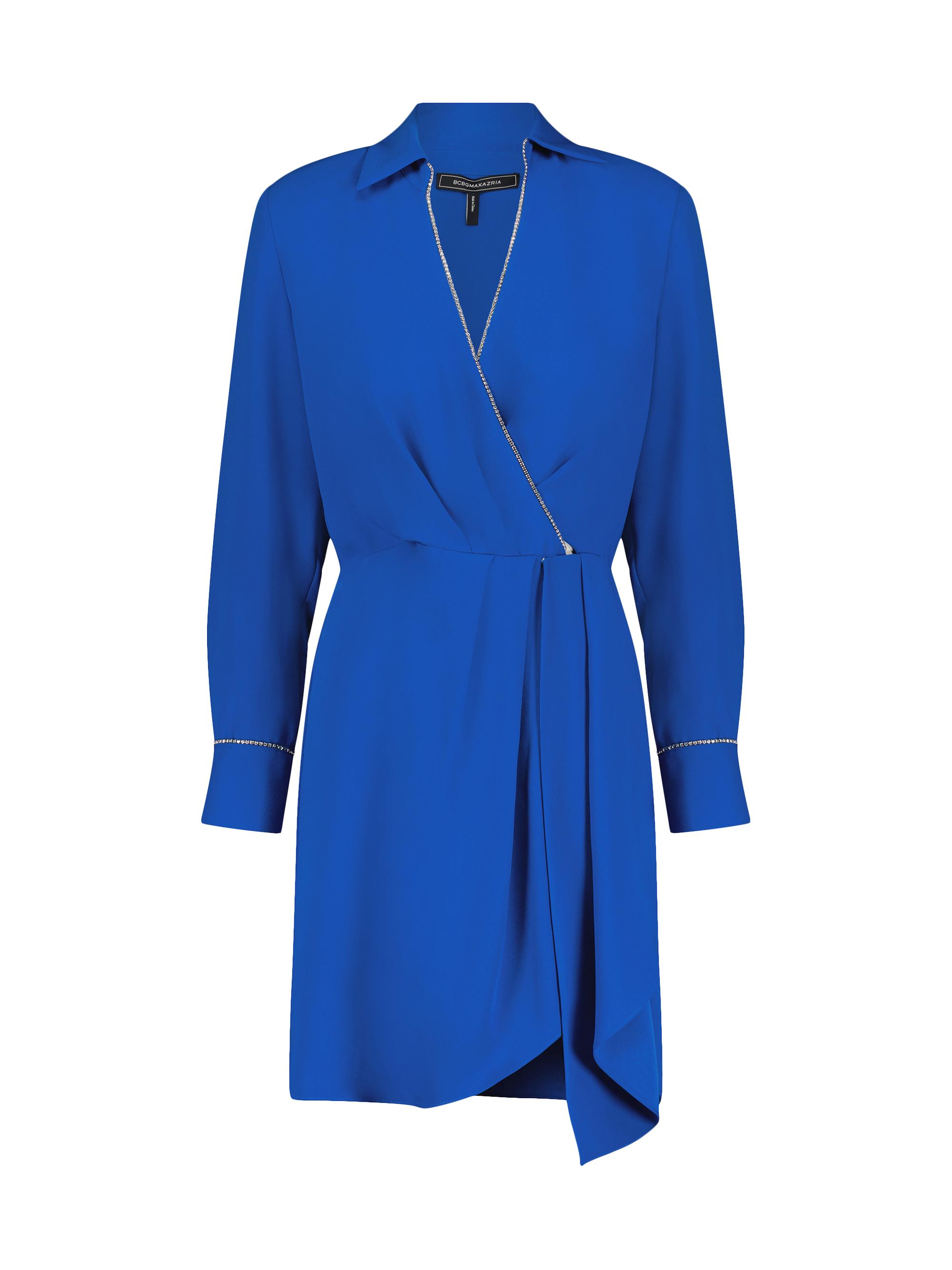 BCBGMAXAZRIA Women's Embellished Ruffle Short Evening Dress - Princess Blue