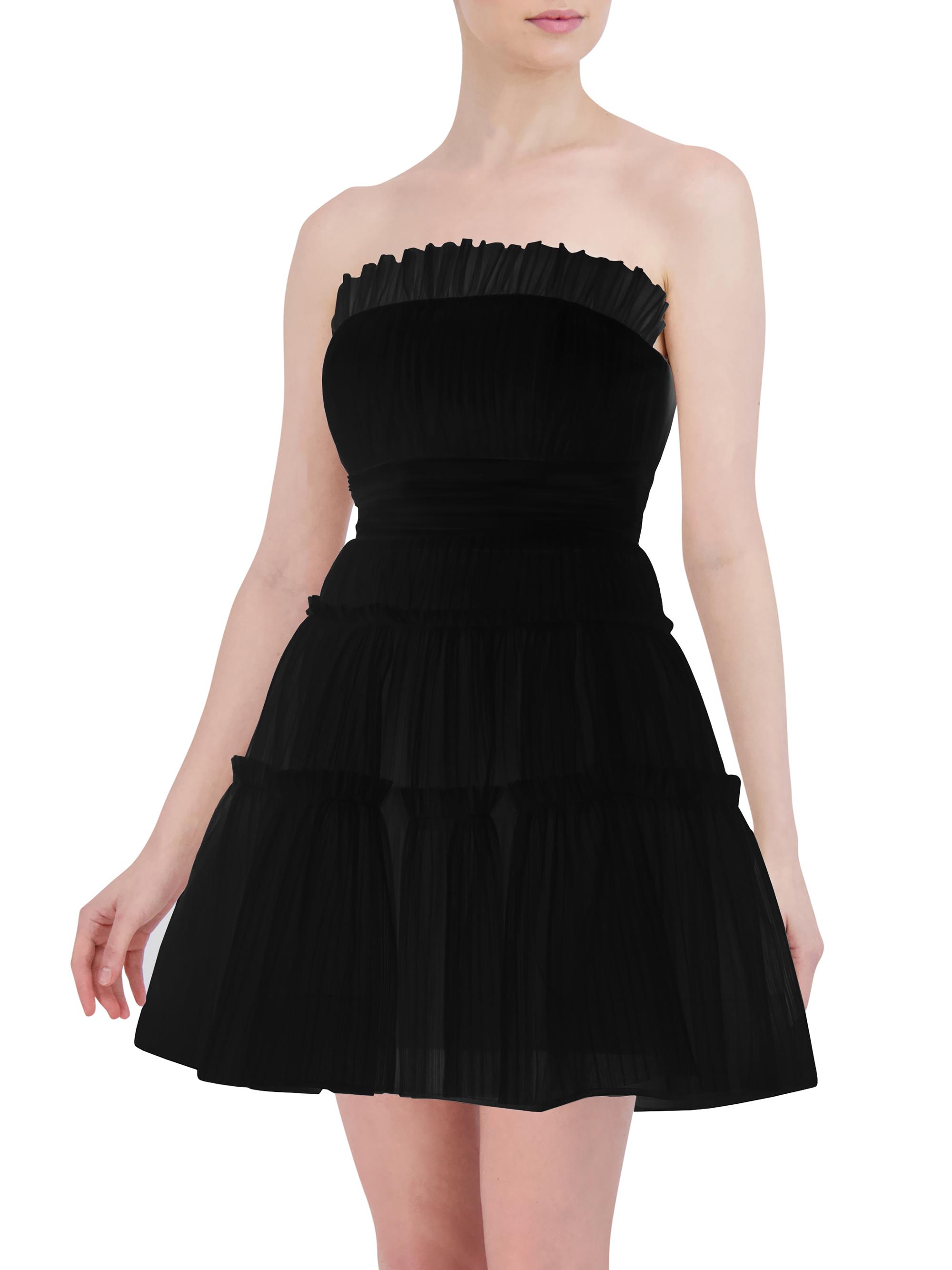 knee length dresses for ladies BCBGMAXAZRIA Azalea Tiered Ruffle Silk Dress – Runway Catalog