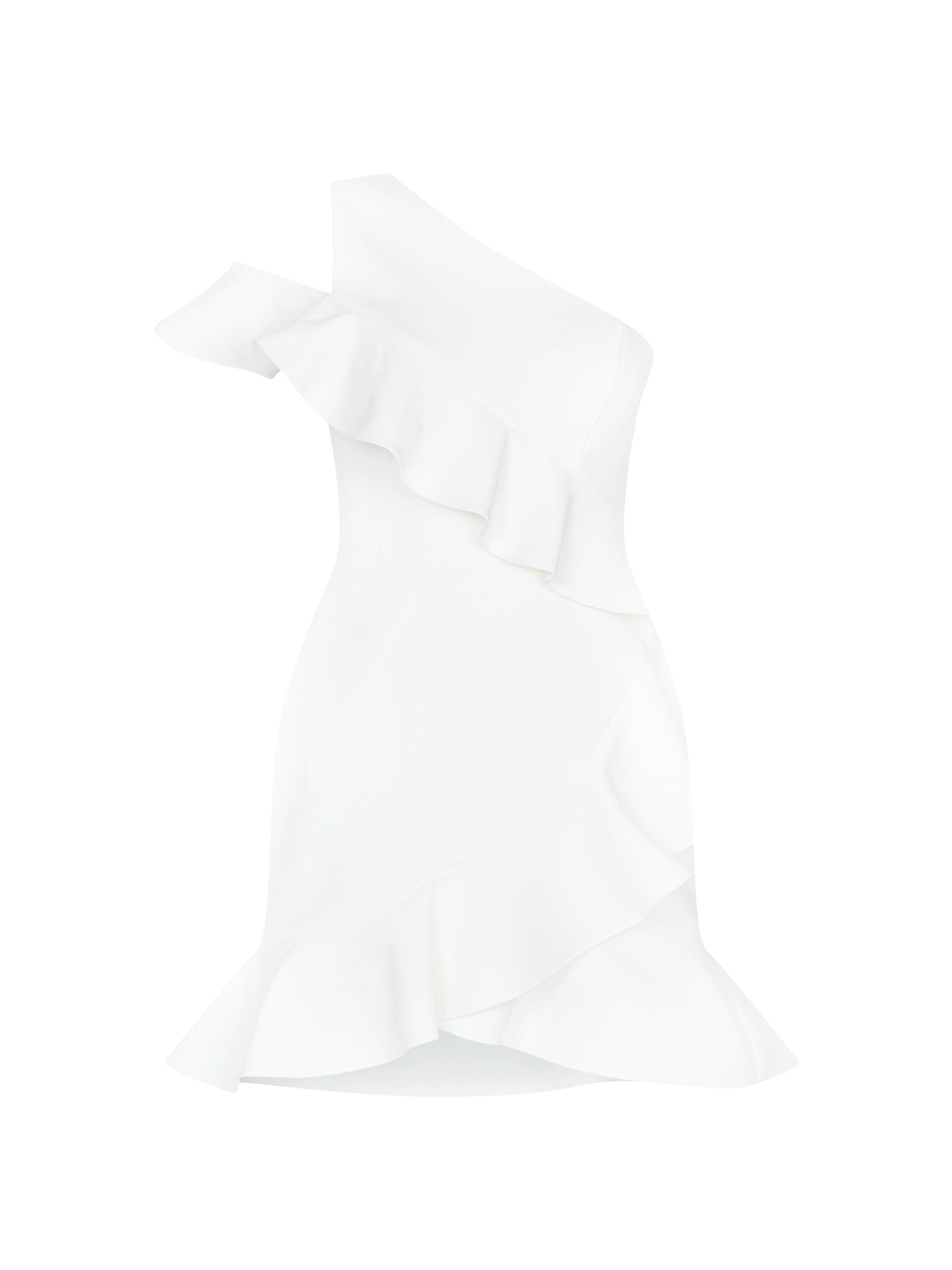 BCBGMAXAZRIA Women's One-Shoulder Ruffled Tulip Minidress - Off White