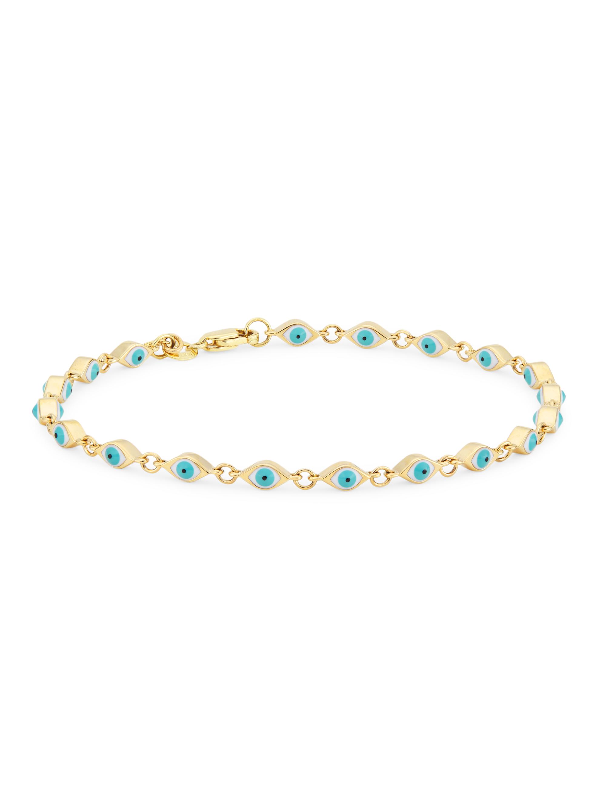 Sydney Evan Women's 14K Yellow Gold & Enamel Evil-Eye Chain Bracelet