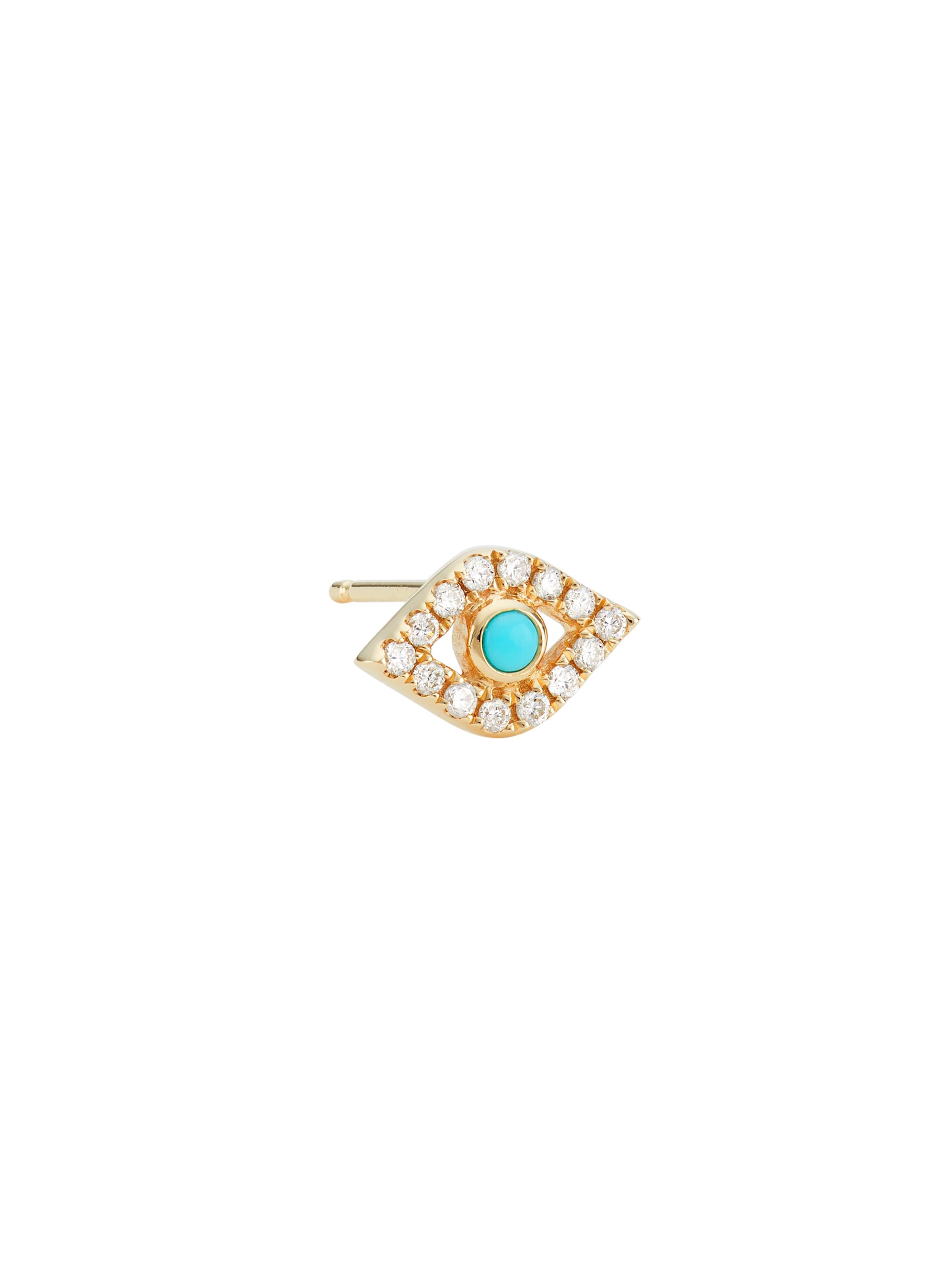 Sydney Evan Women's 14K Yellow Gold, Diamond, & Turquoise  Evil-Eye Stud Earring