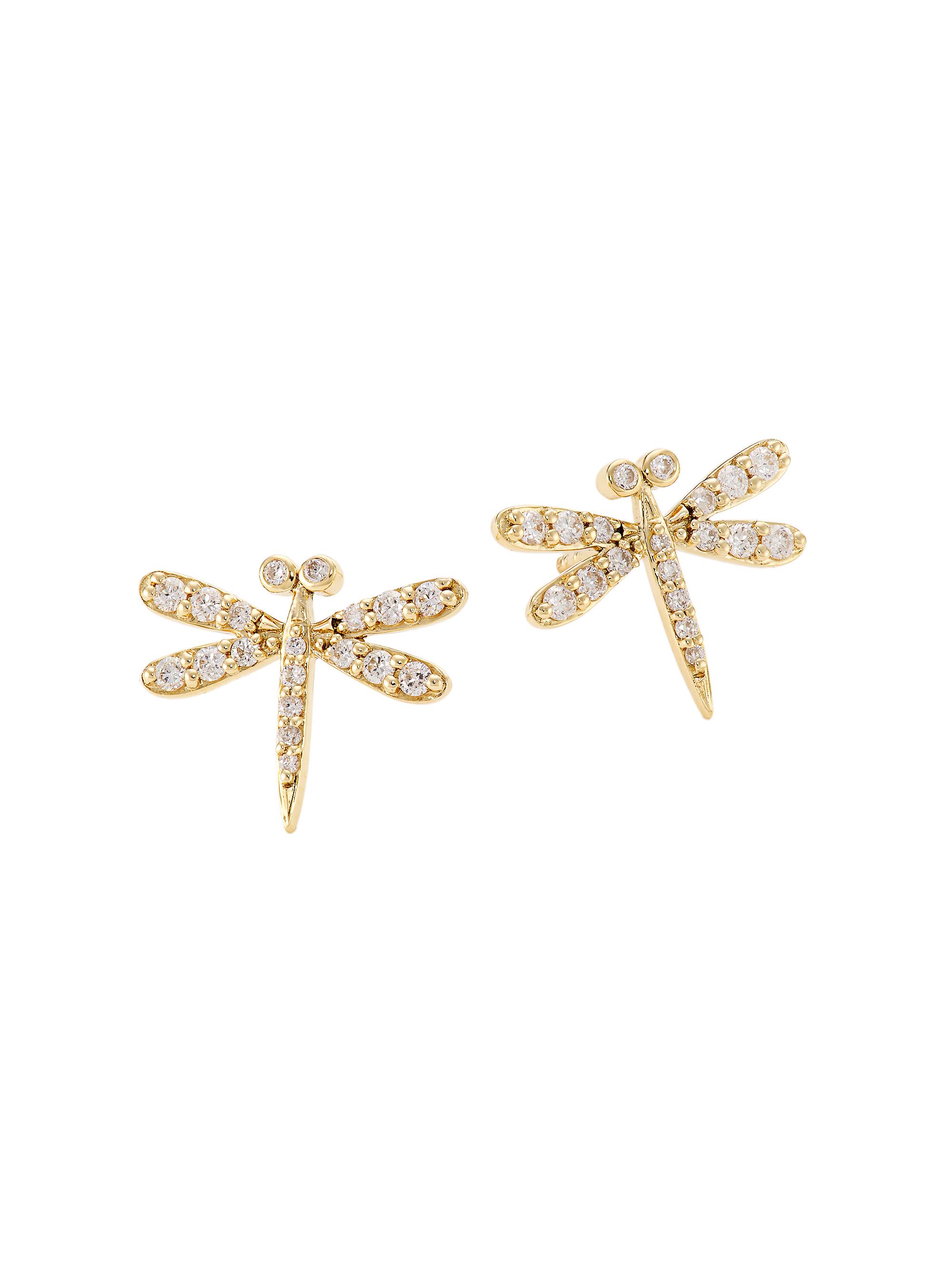 Sydney Evan Women's 14K Yellow Gold & Diamond Dragonfly Stud Earrings