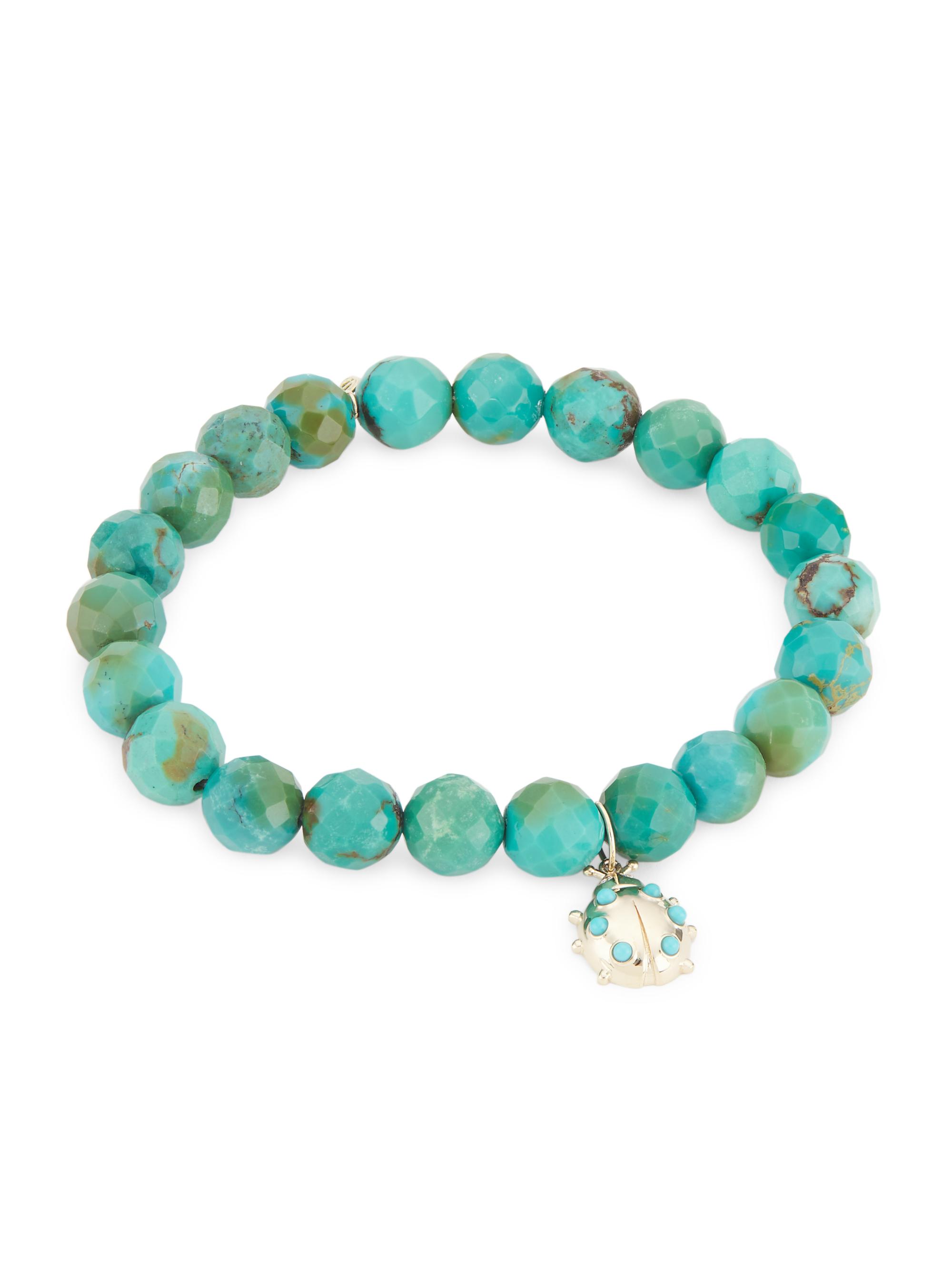 Sydney Evan Women's 14K Yellow Gold & Turquoise Ladybug Charm Bracelet