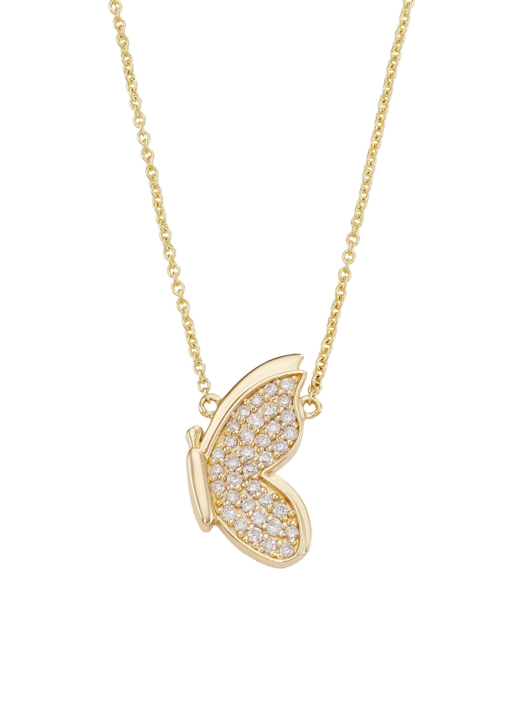 Sydney Evan Women's 14K Yellow Gold & Diamond  Butterfly Pendant Necklace
