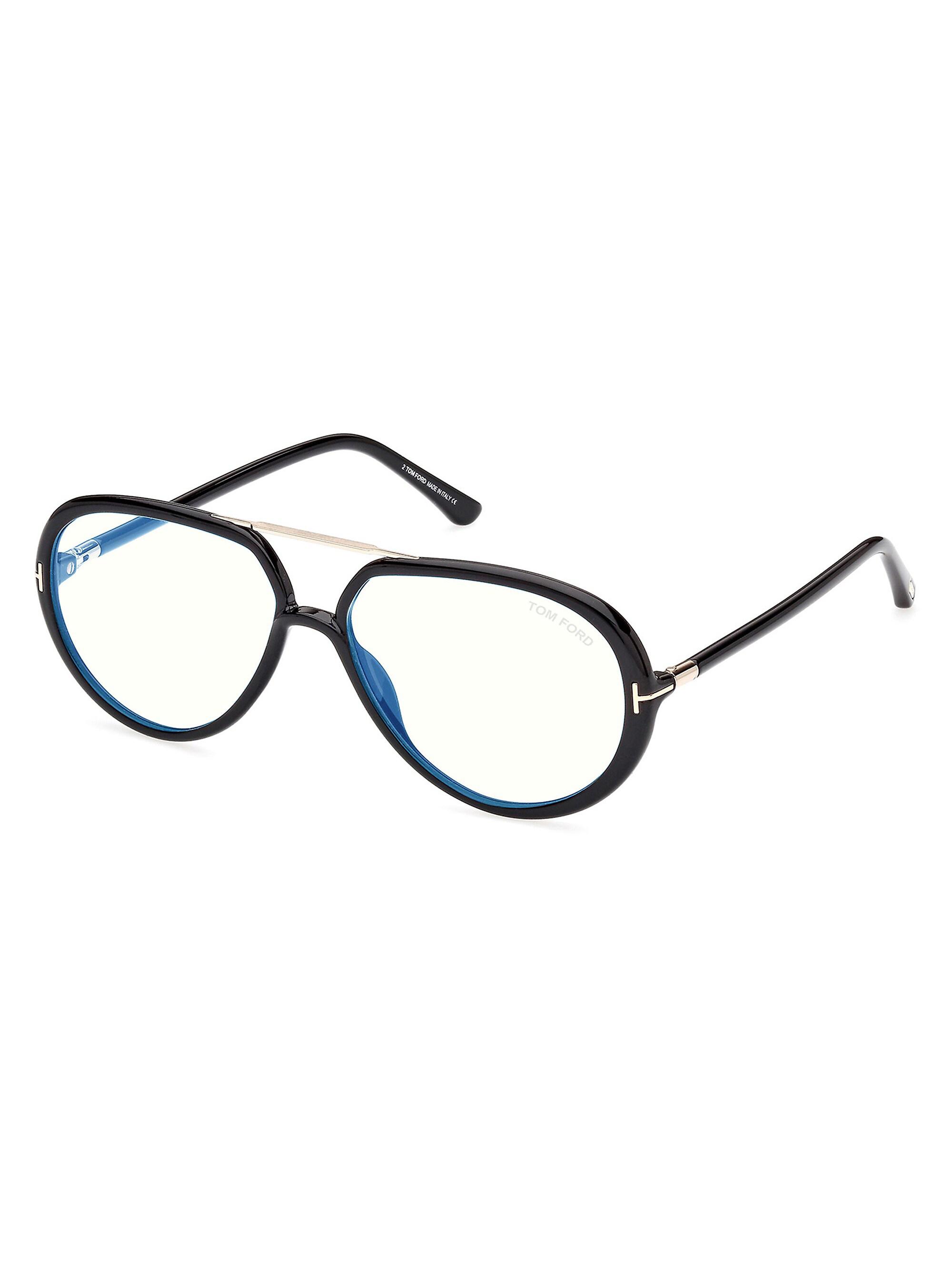 TOM FORD Men's 50MM Aviator Blue Block Glasses - Black