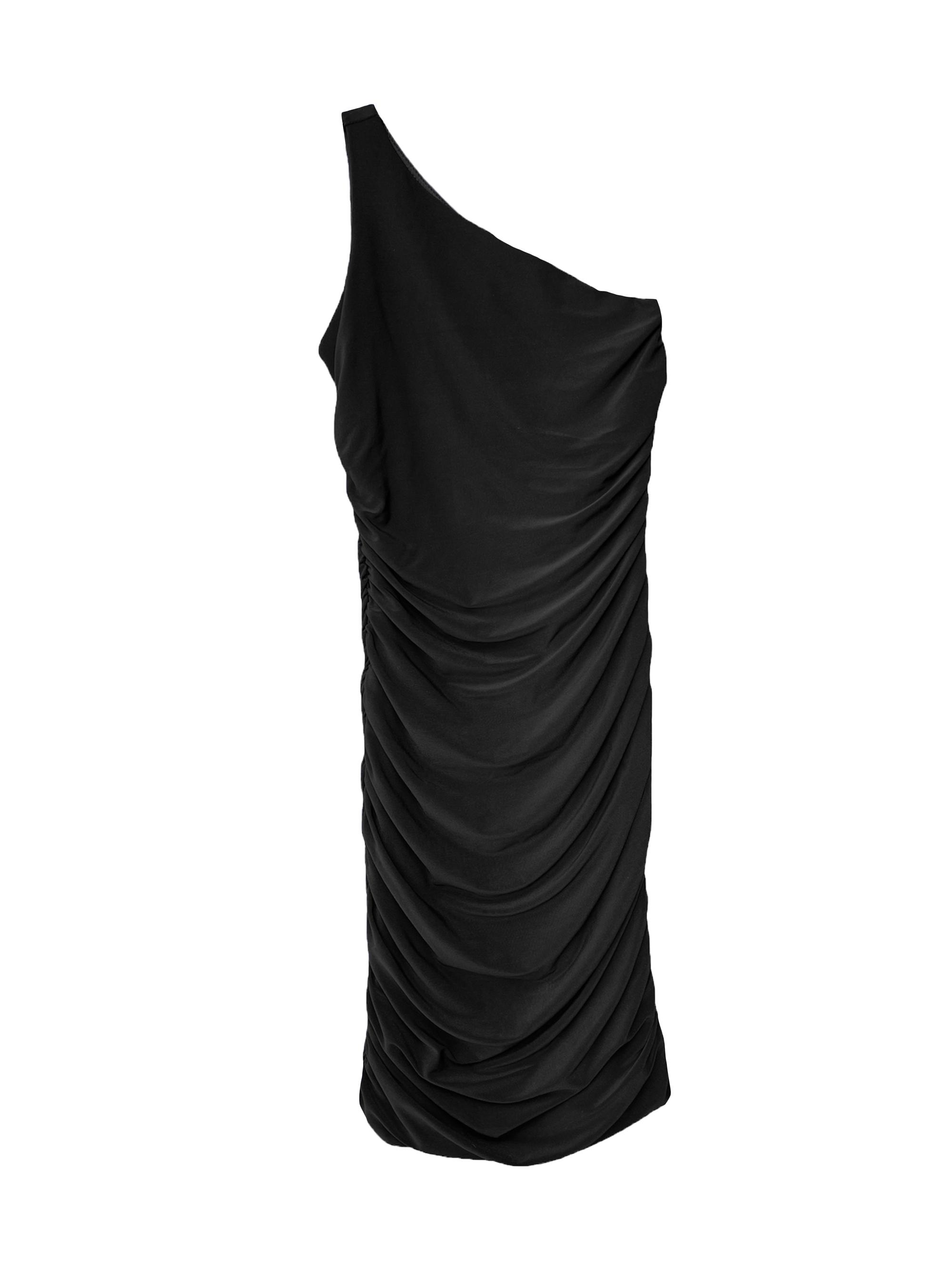 Un Deux Trois Girl's One-Shoulder Ruched Dress - Black