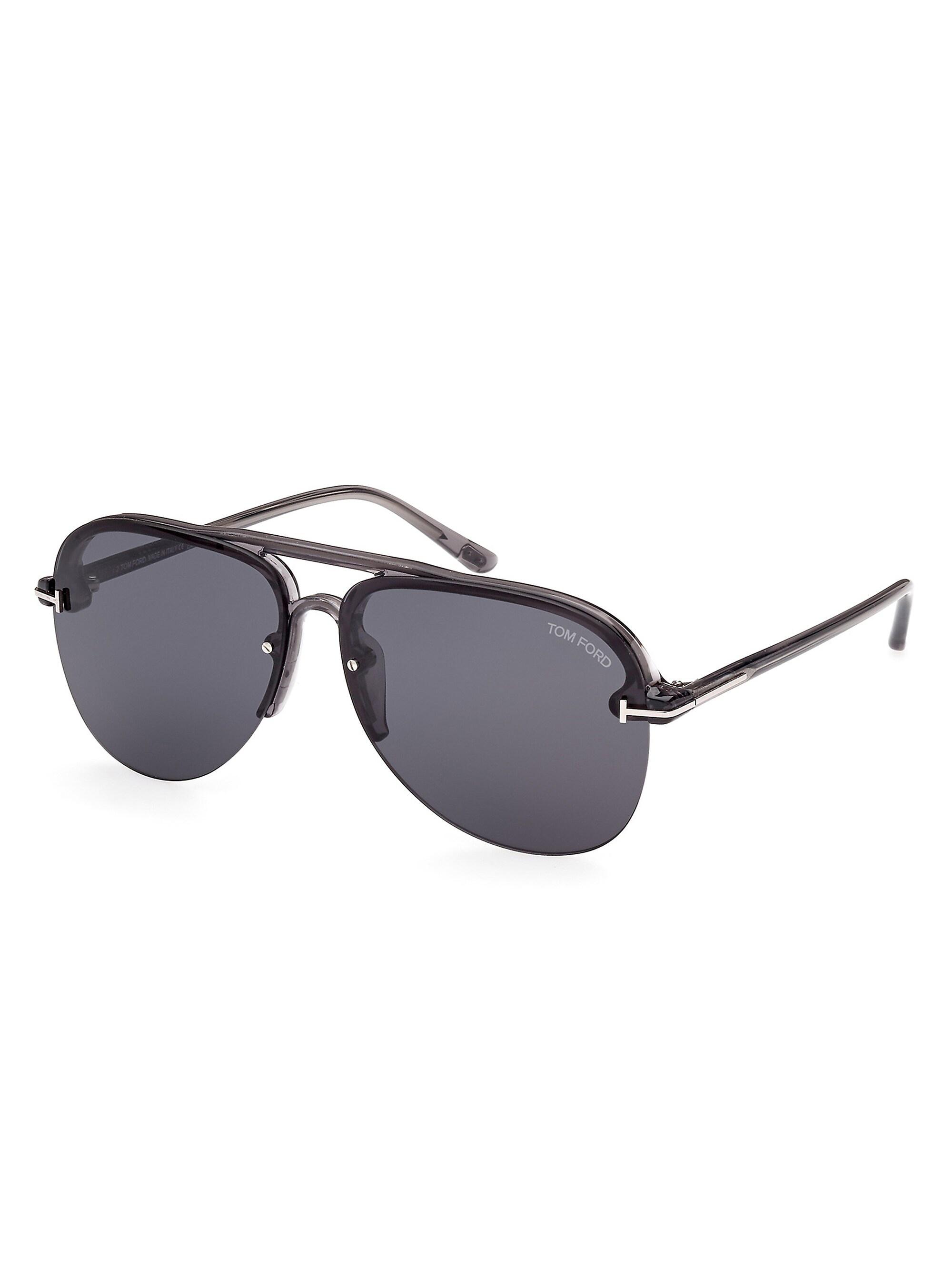TOM FORD Men's 58MM Pilot Acetate Sunglasses - Grey Smoke