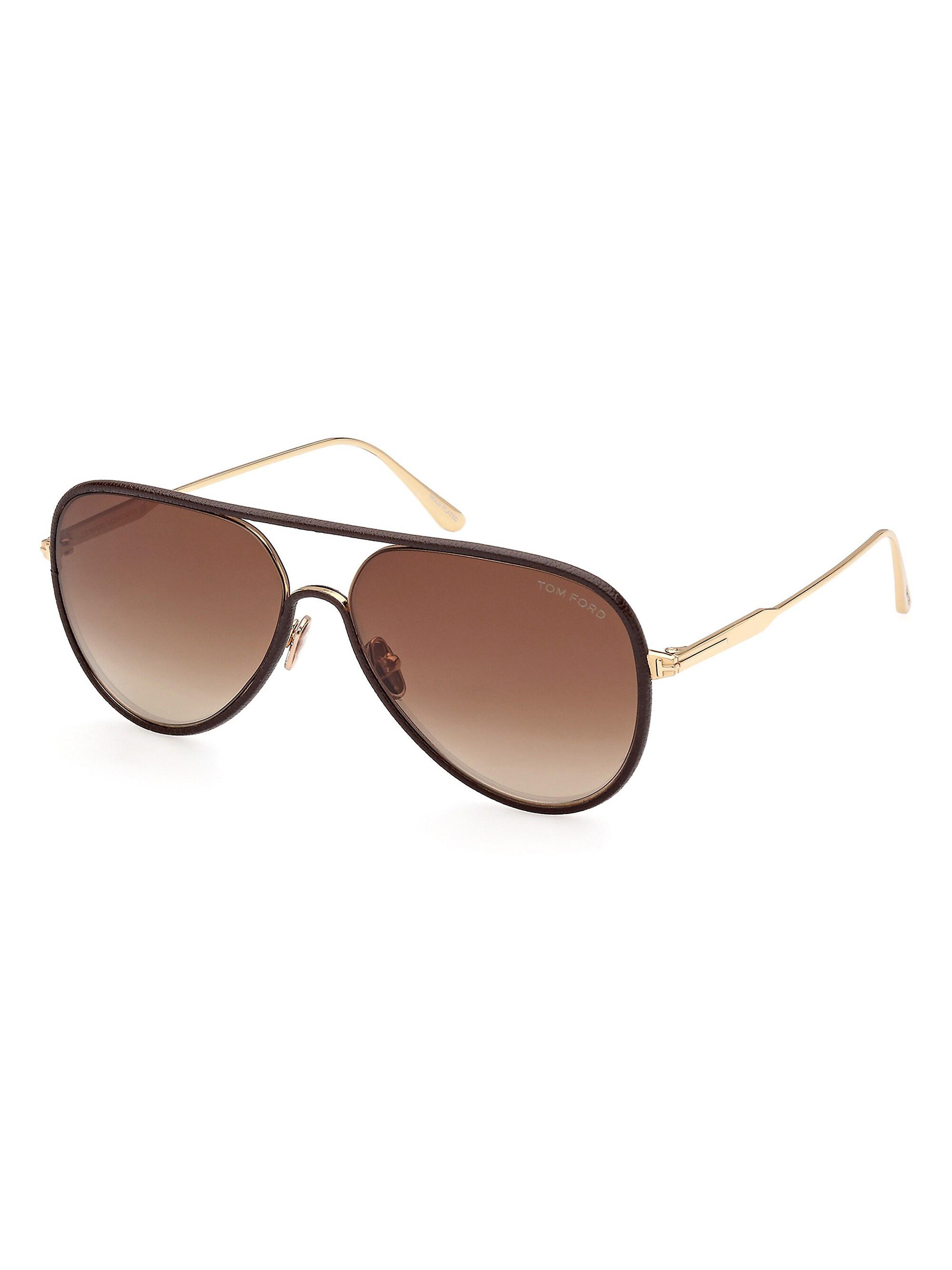 TOM FORD Men's 50MM Aviator Metal Sunglasses - Pale Gold