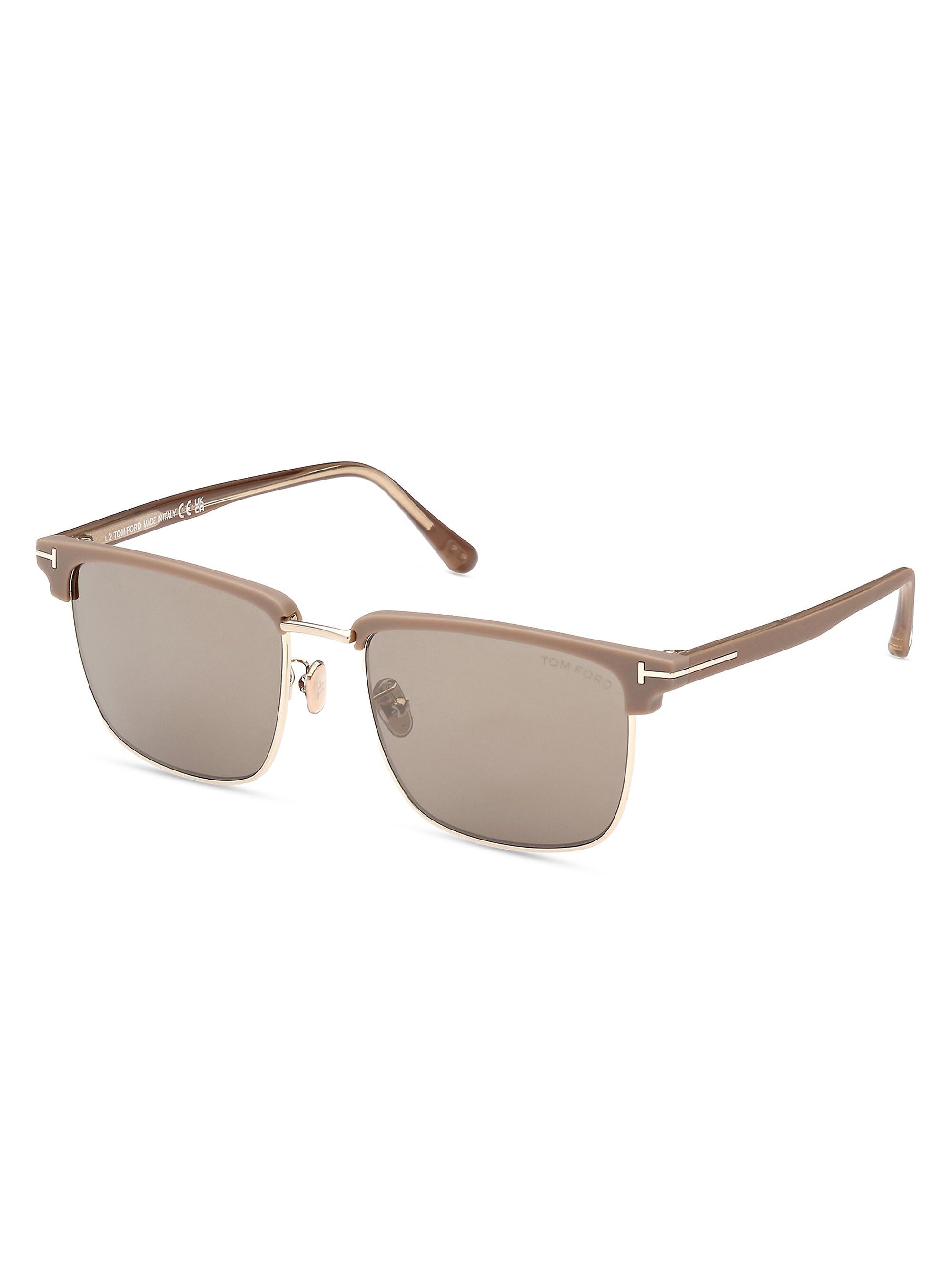 TOM FORD Men's 57MM Square Acetate Sunglasses - Pale Gold