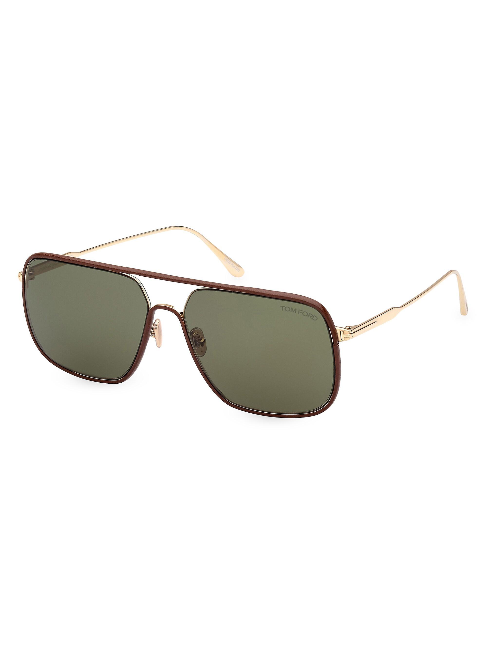 TOM FORD Men's 59MM Pilot Metal Sunglasses - Pale Gold