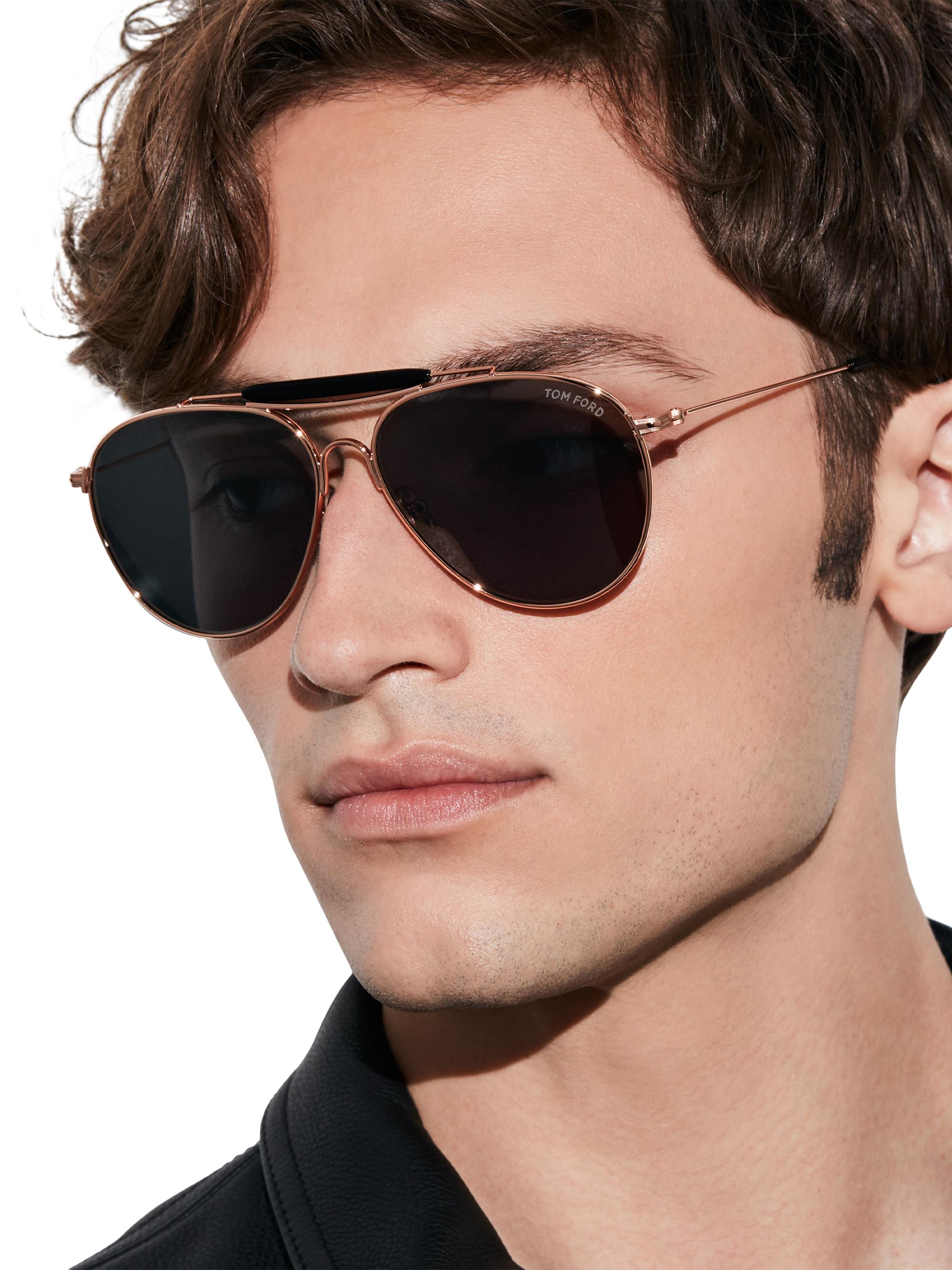 TOM FORD 60MM Navigator Metal Sunglasses | Saks Fifth Avenue