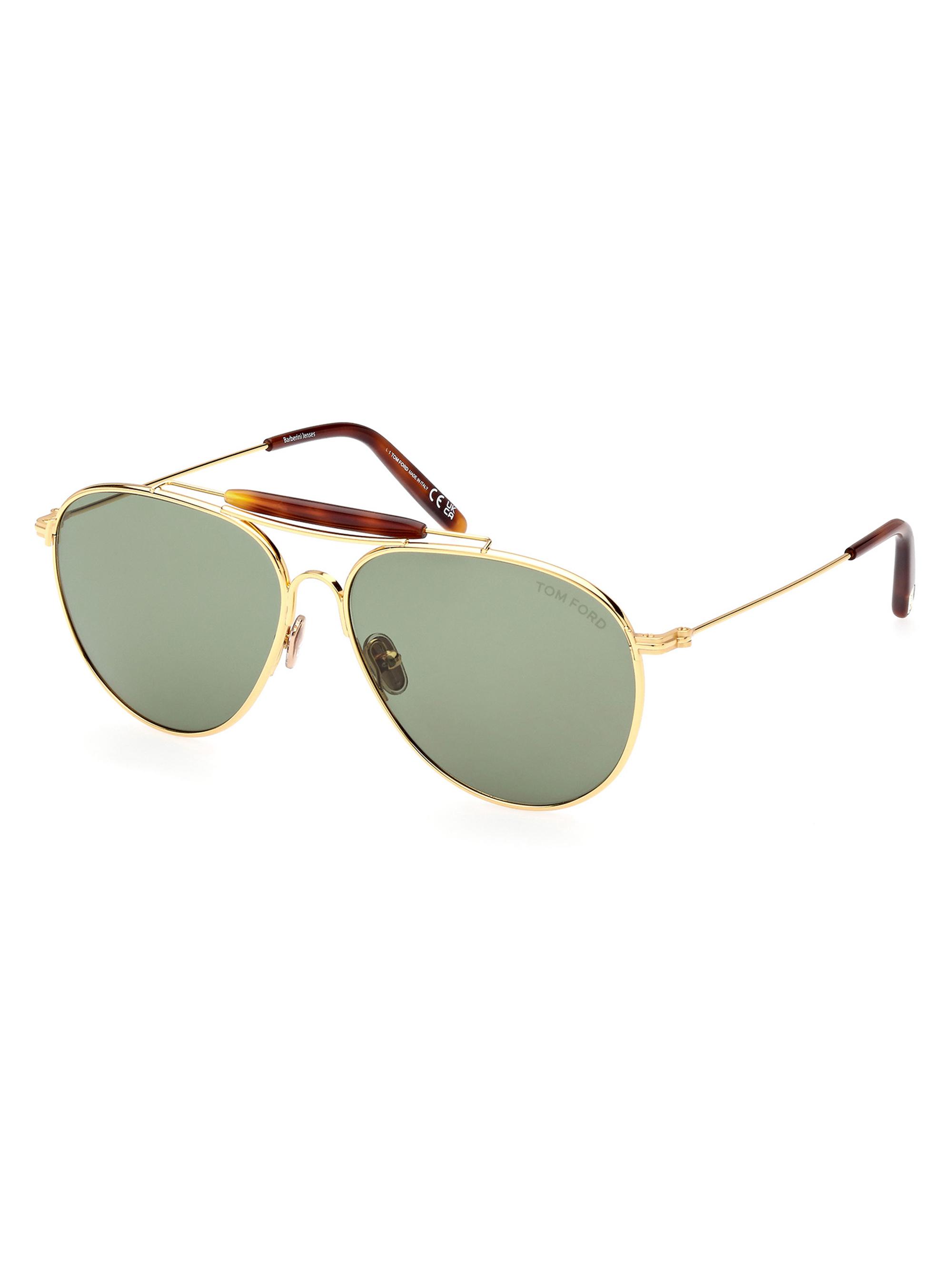 TOM FORD Men's 60MM Navigator Metal Sunglasses - Yellow Gold