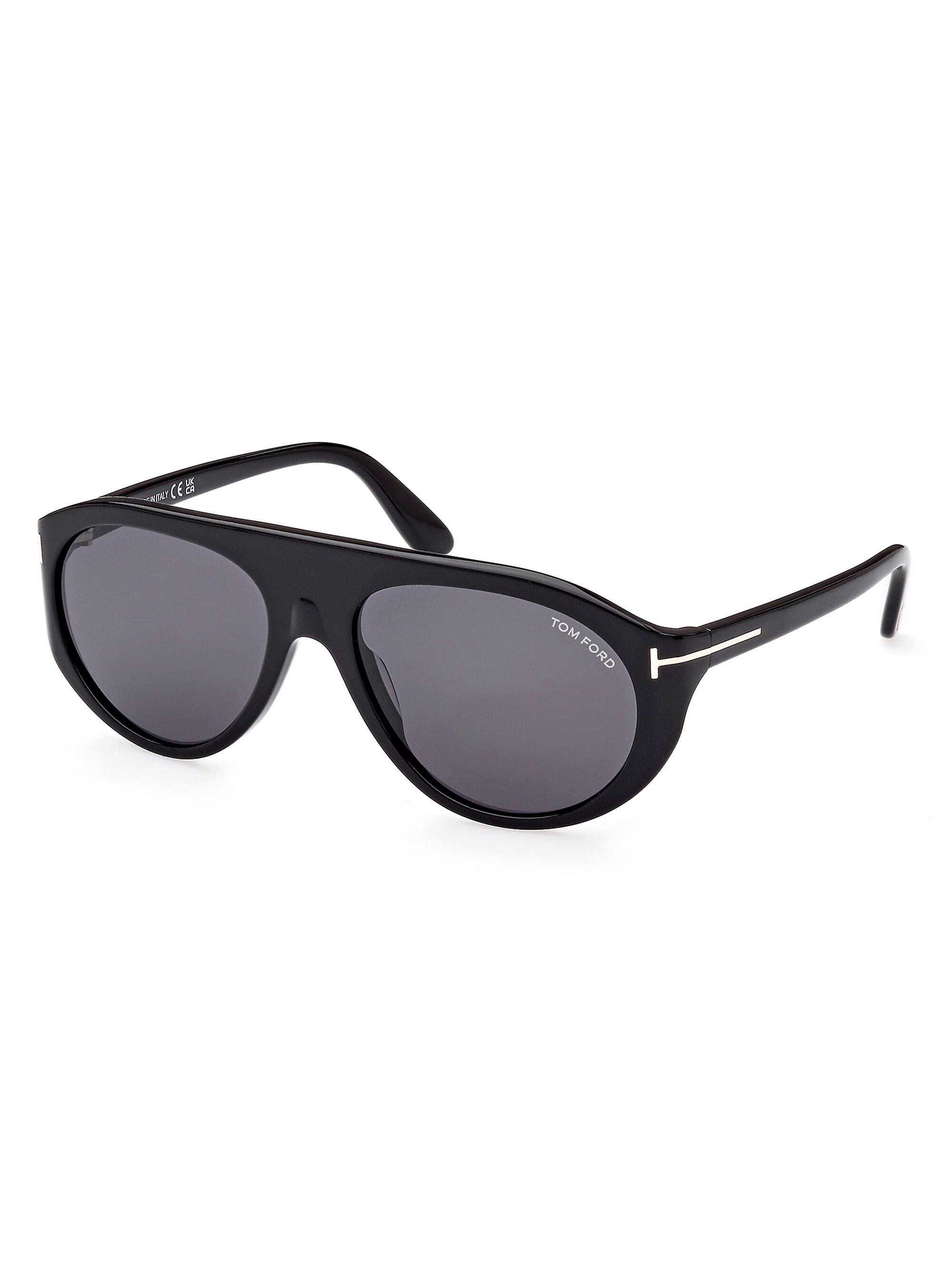 TOM FORD Men's 59MM Round Acetate Sunglasses - Black Smoke
