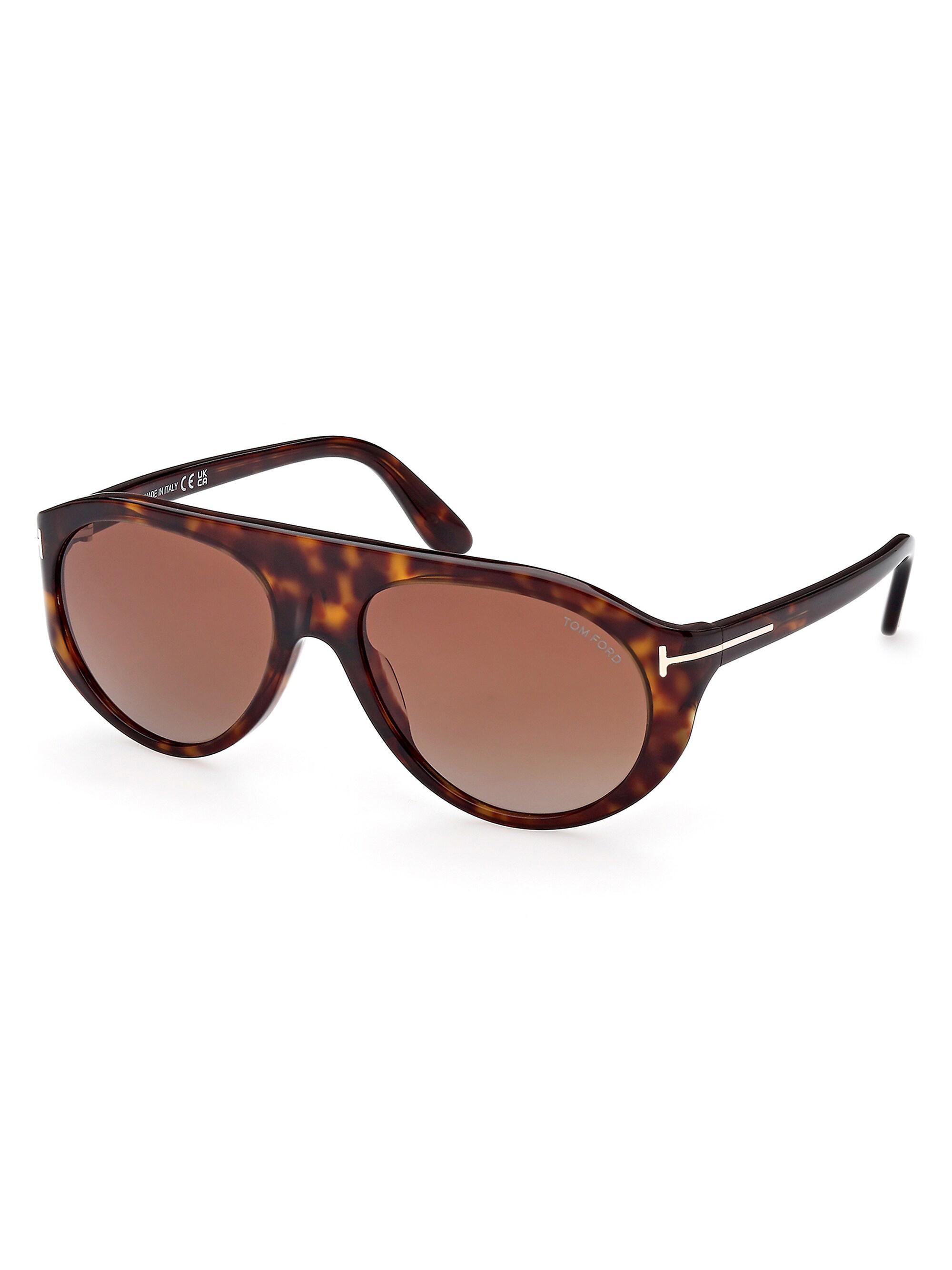 TOM FORD Men's 60MM Round Sunglasses - Havana Brown