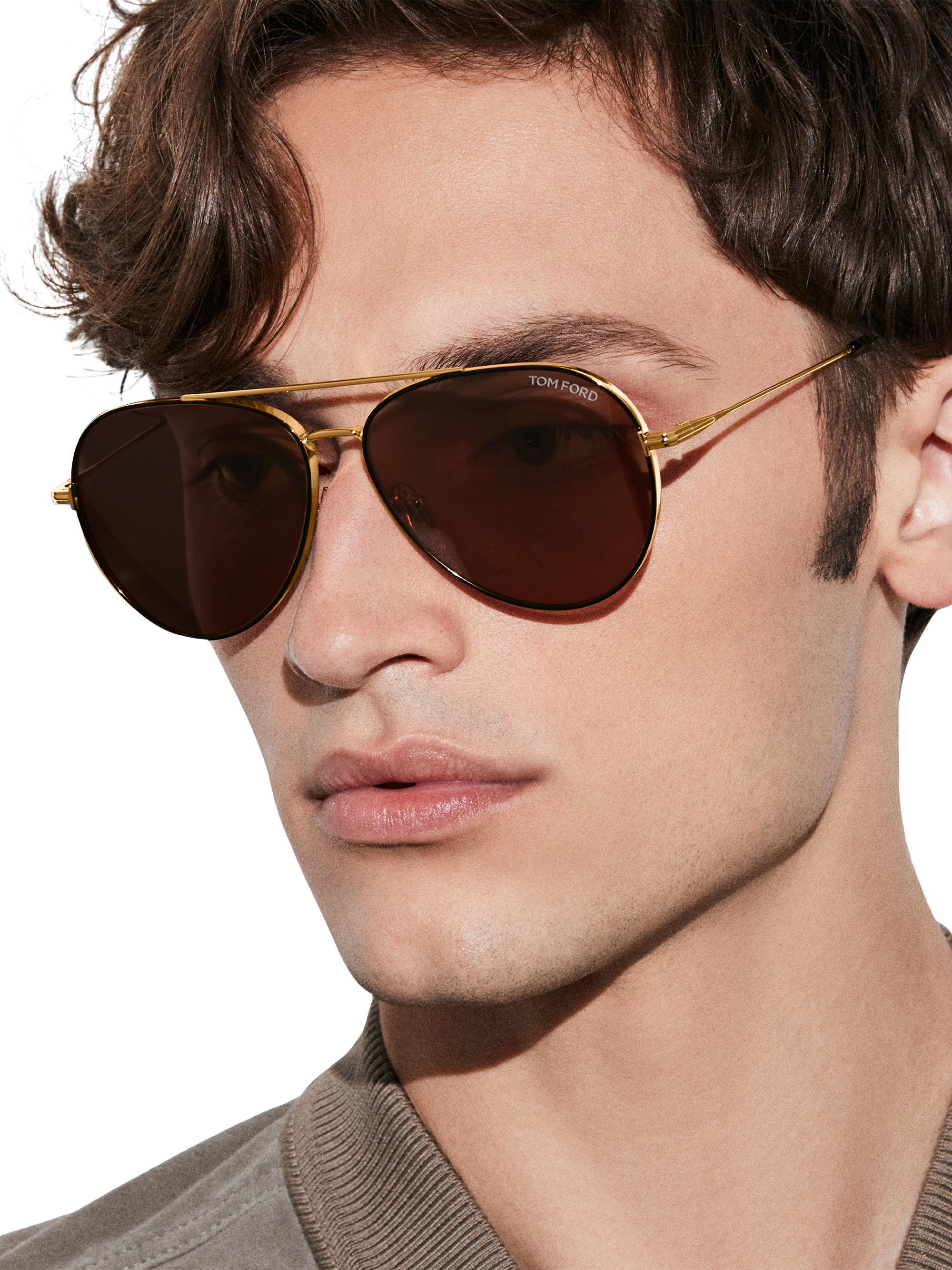 TOM FORD 60MM Navigator Metal Sunglasses | Saks Fifth Avenue
