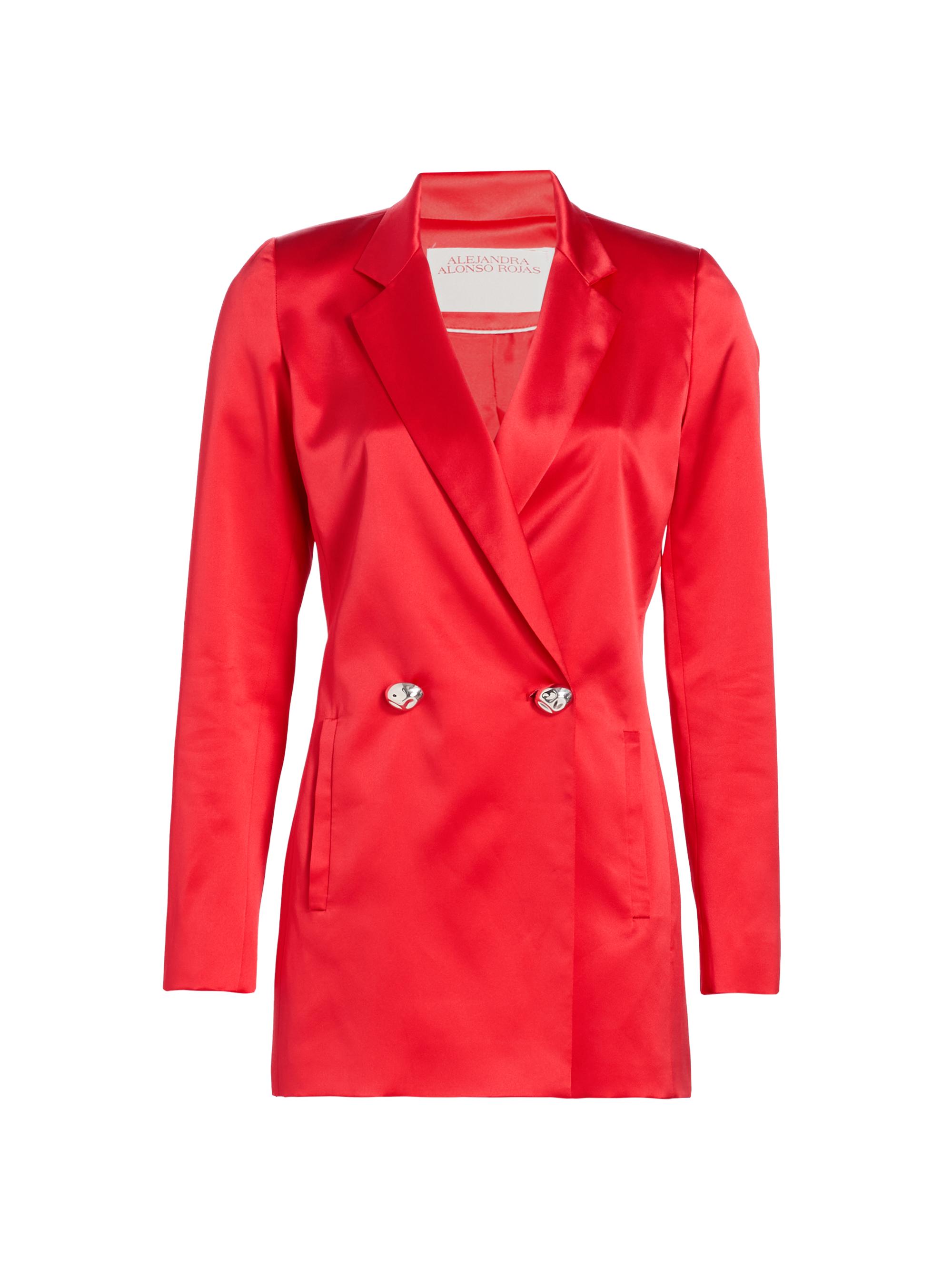 Alejandra Alonso Rojas Women's Charmeuse Double-Breasted Jacket - Dark Coral Red
