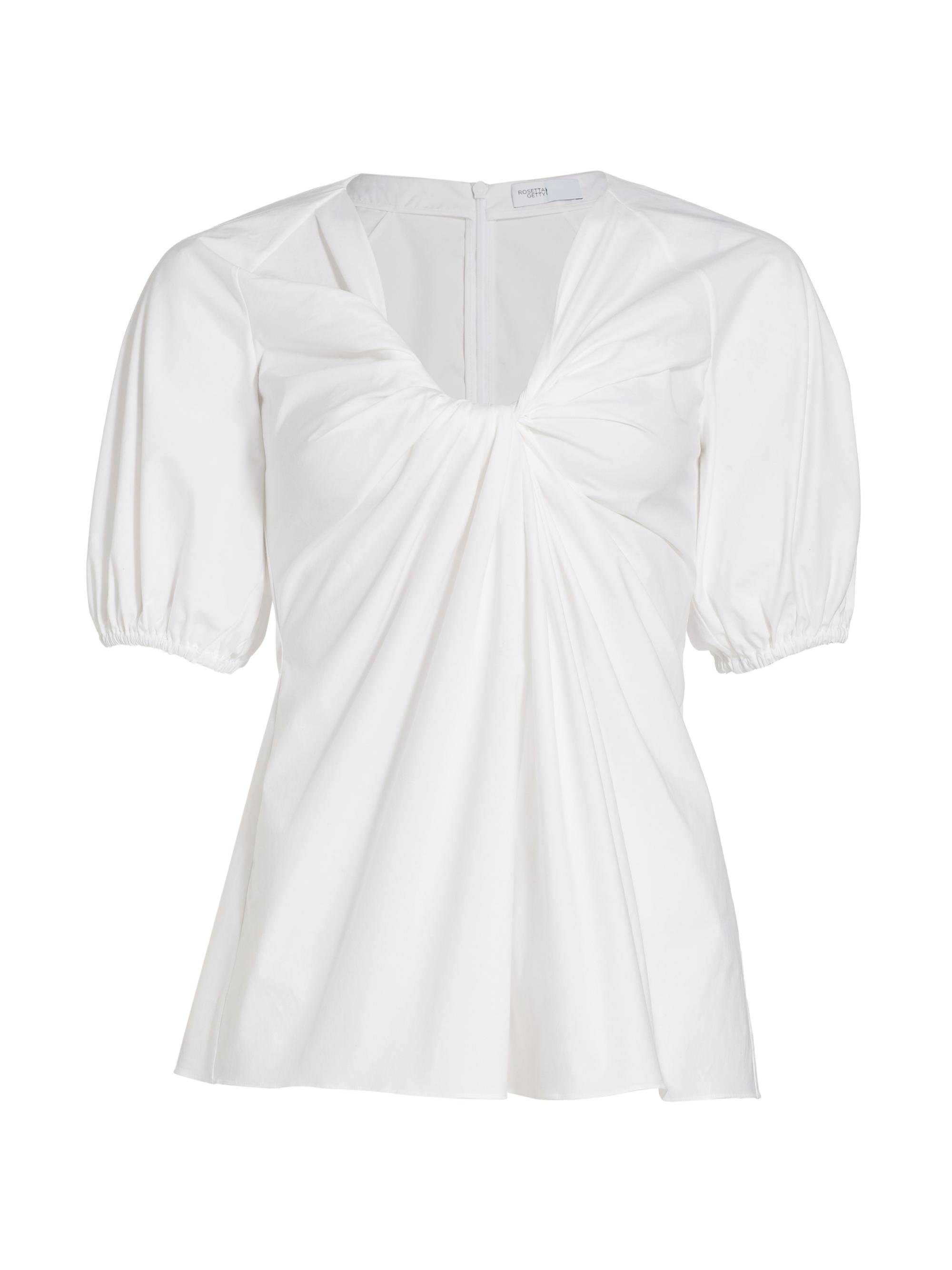 Rosetta Getty Women's Twist-Front Puff-Sleeve Top - White