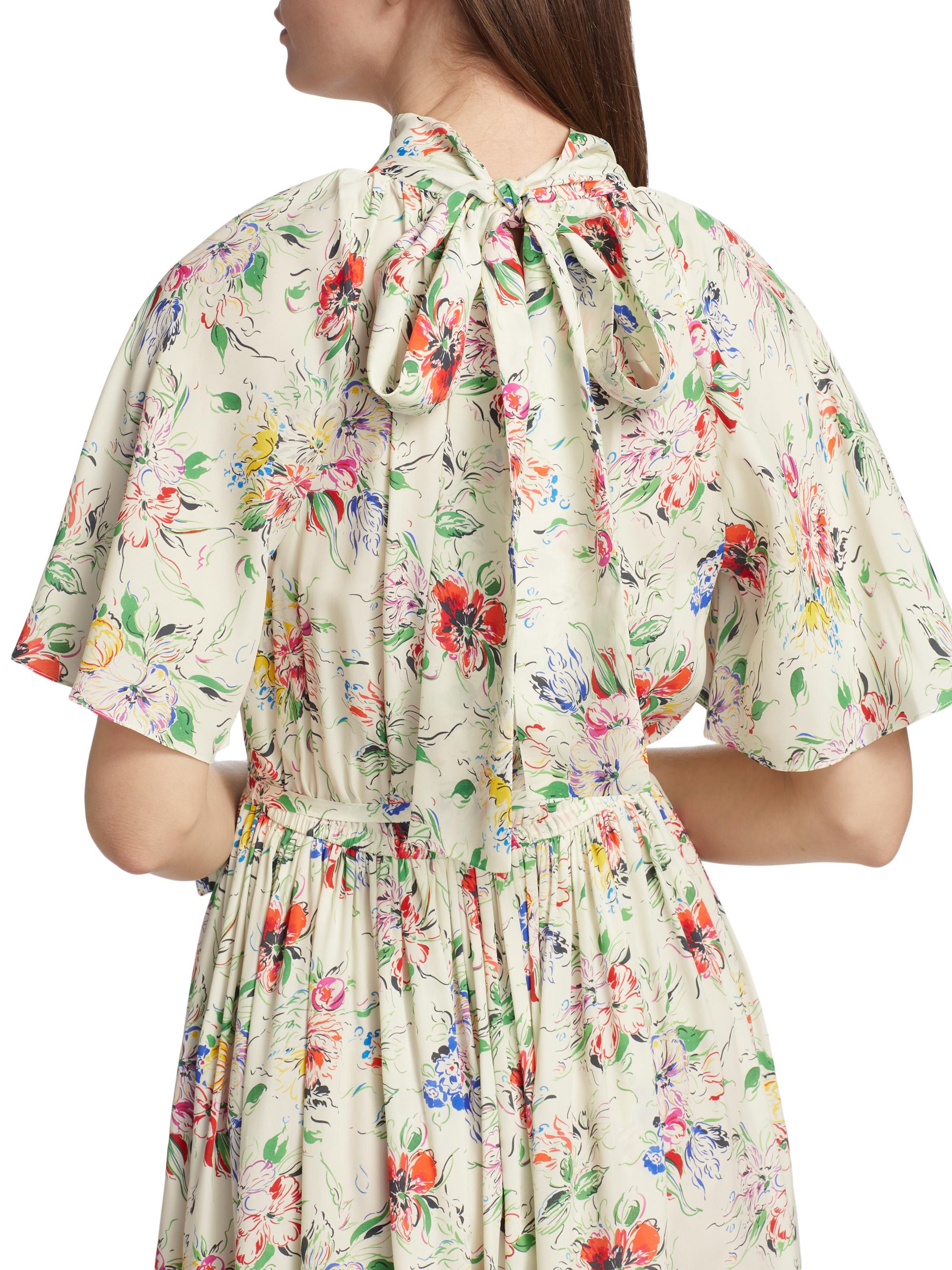 chinese dress ladies Black Floral Scarves High Neck Maxi Dress – FARM Rio main image 0
