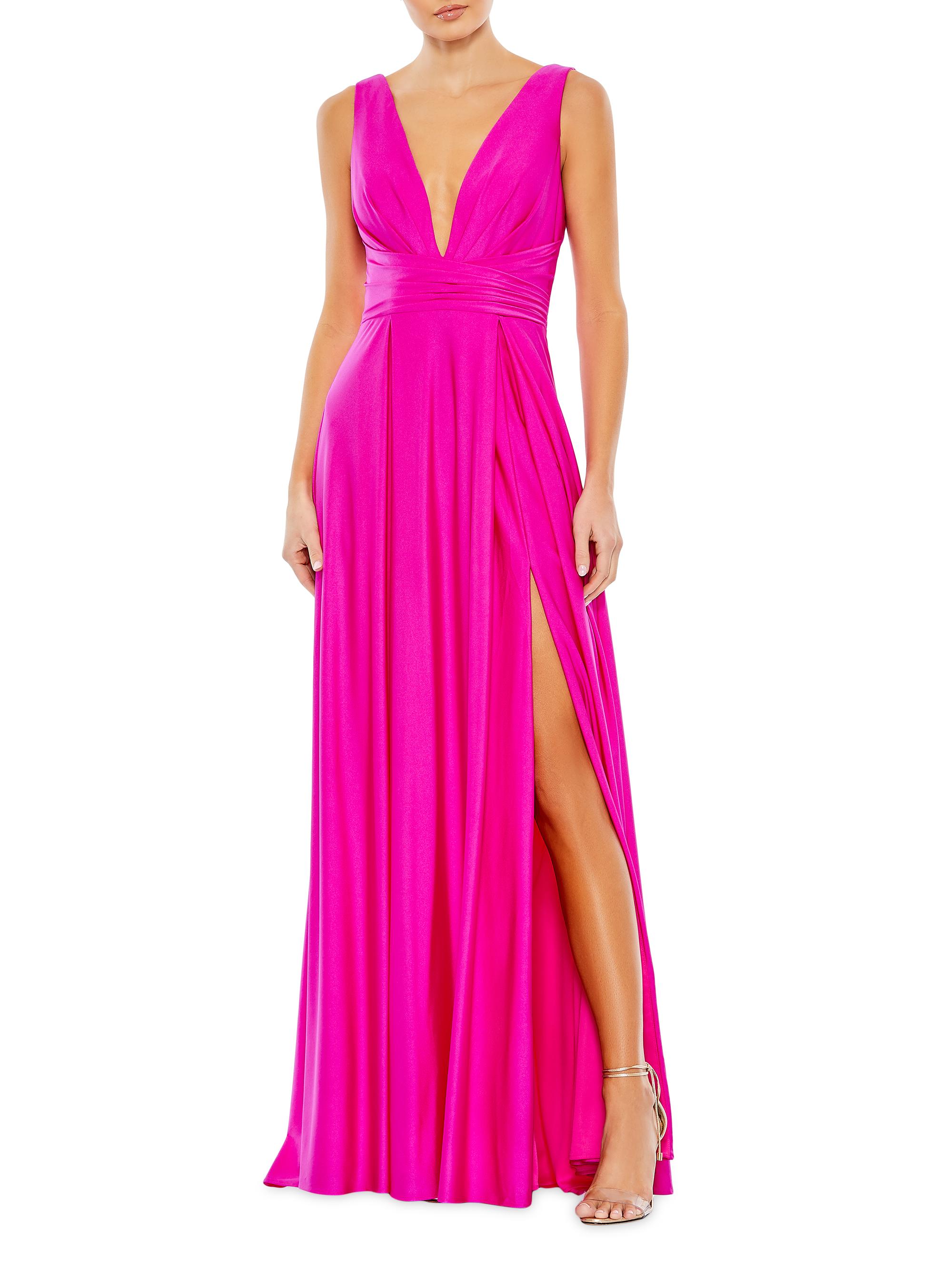 Mac Duggal Women's Ieena Satin V-Neck Gown - Royal